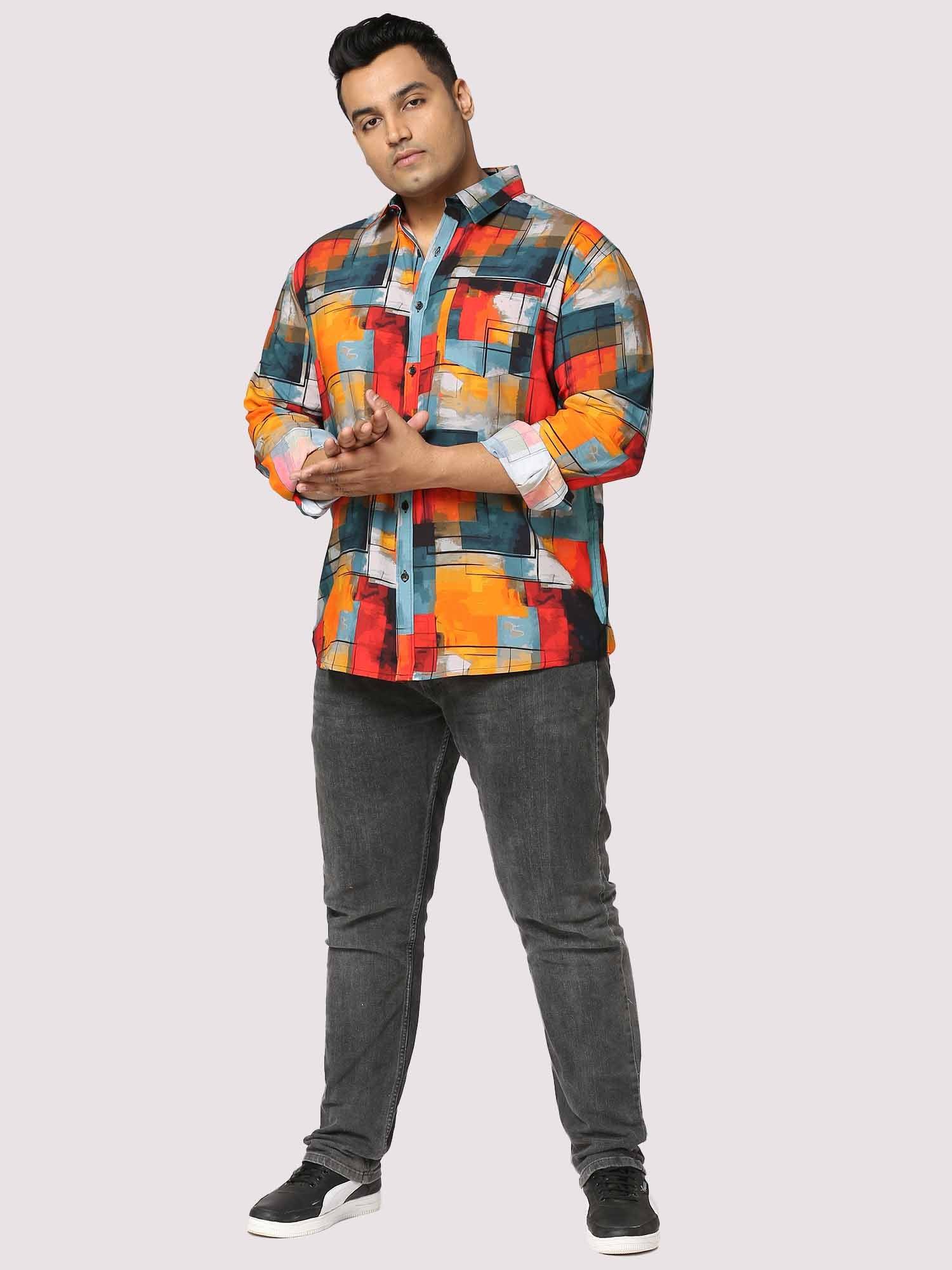 Sunset Strokes Digital Printed Full Sleeve Men's Plus Size - Guniaa Fashions
