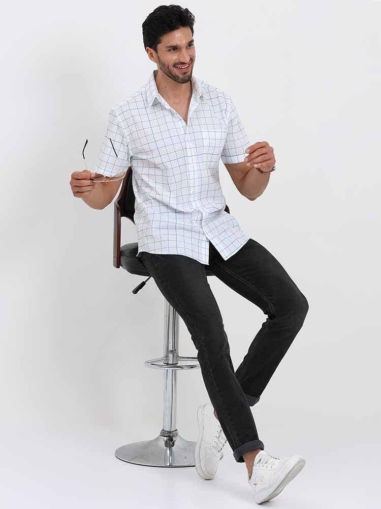 Thin Line Checks Printed Half Sleeve Shirt - Guniaa Fashions