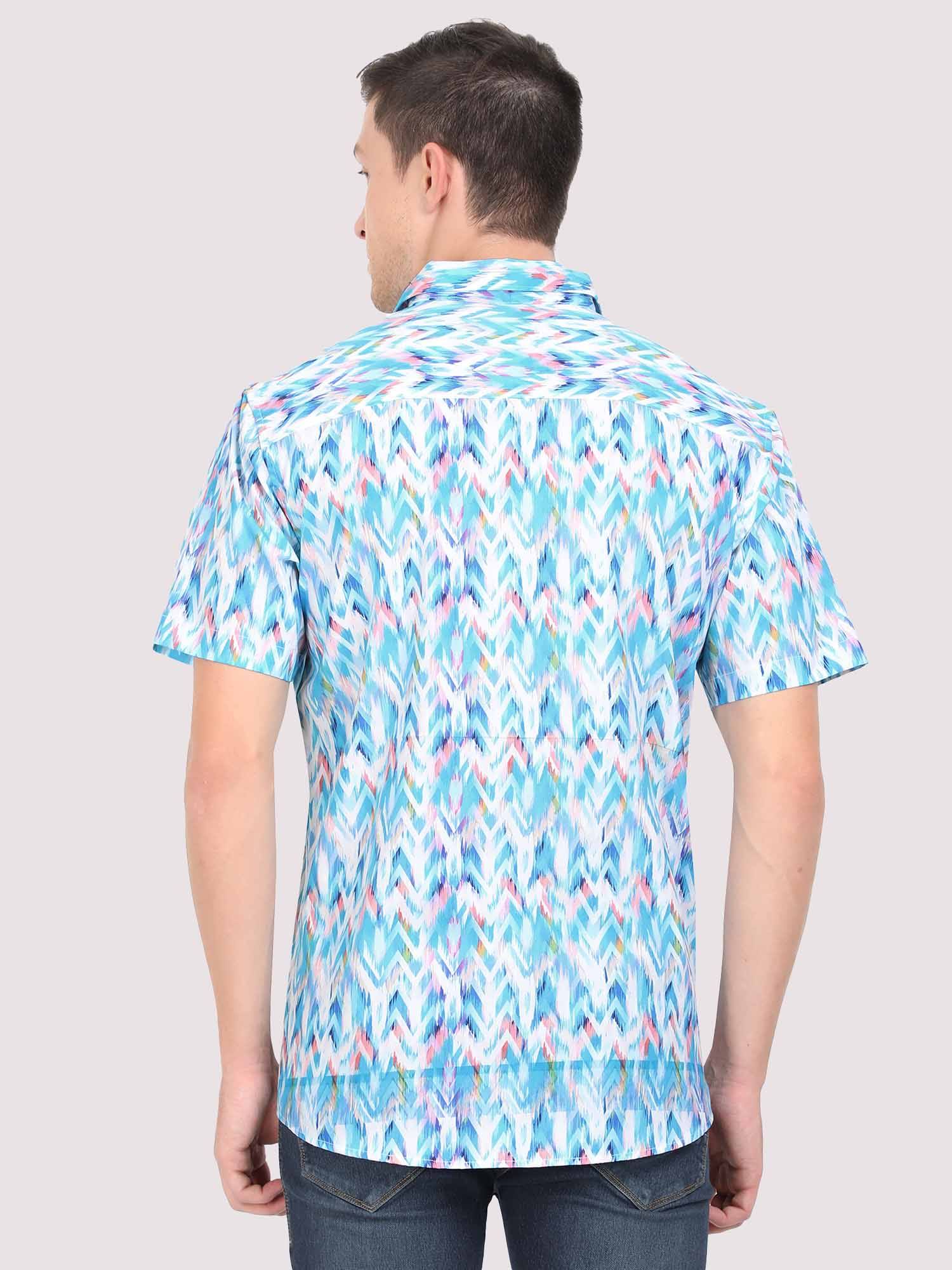 Triangle Waves Digital Printed Half Shirt - Guniaa Fashions