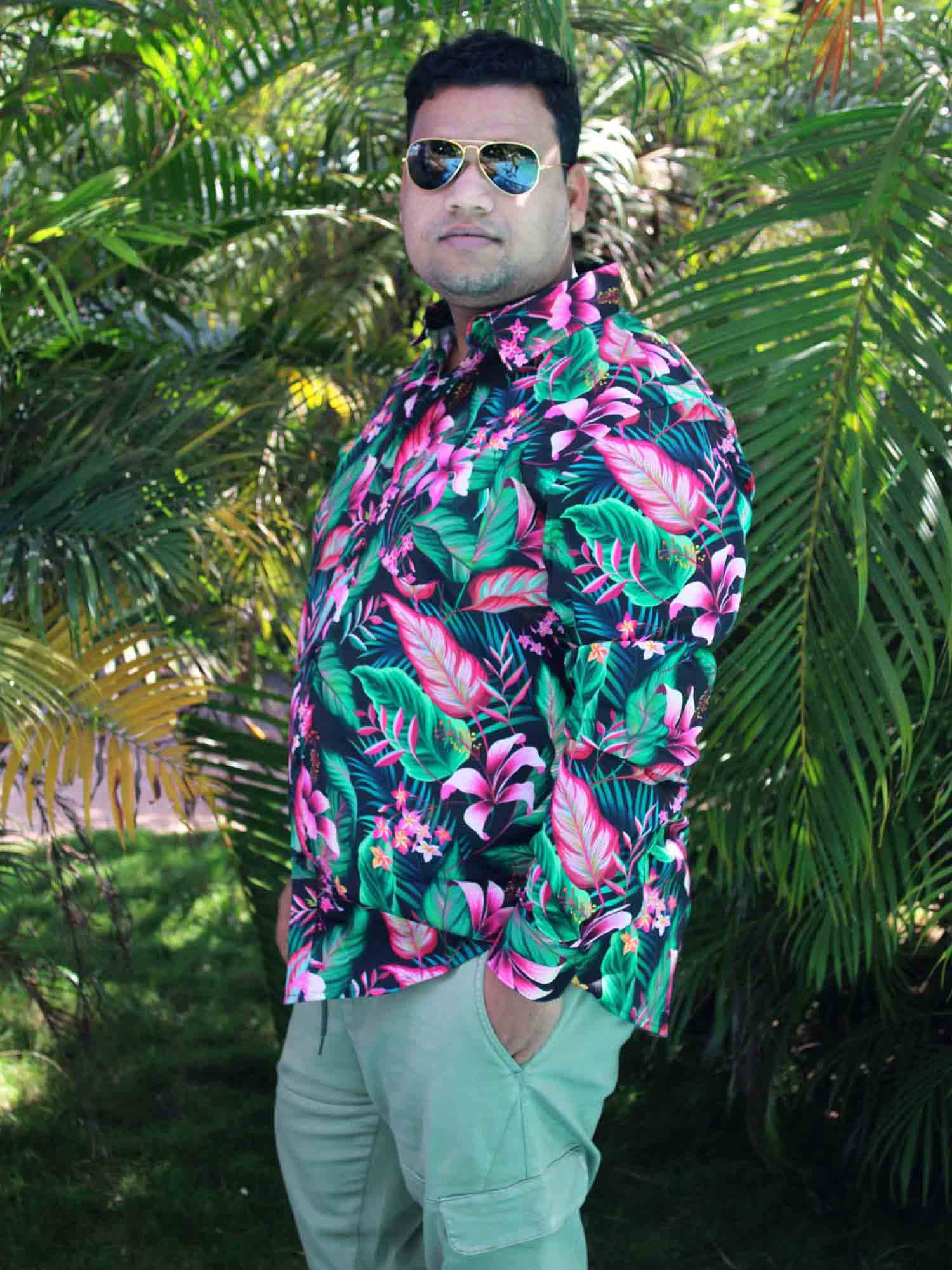 Tropical Jungle Printed Cotton Full sleeve Men's Plus size - Guniaa Fashions