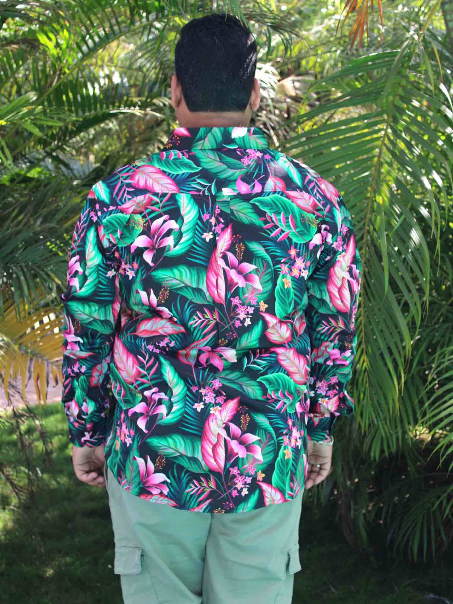 Tropical Jungle Printed Cotton Full sleeve Men's Plus size - Guniaa Fashions