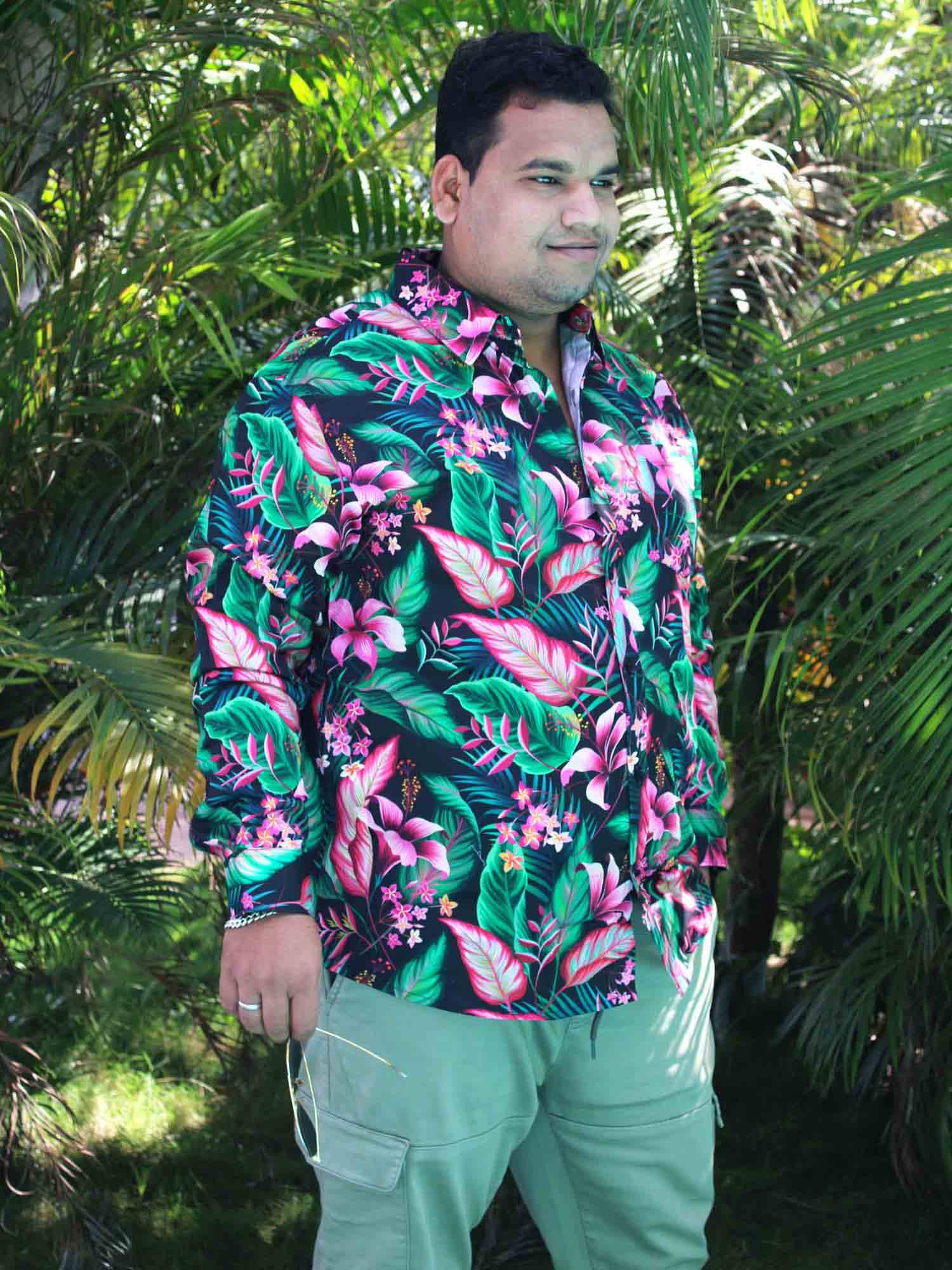 Tropical Jungle Printed Cotton Full sleeve Men's Plus size - Guniaa Fashions