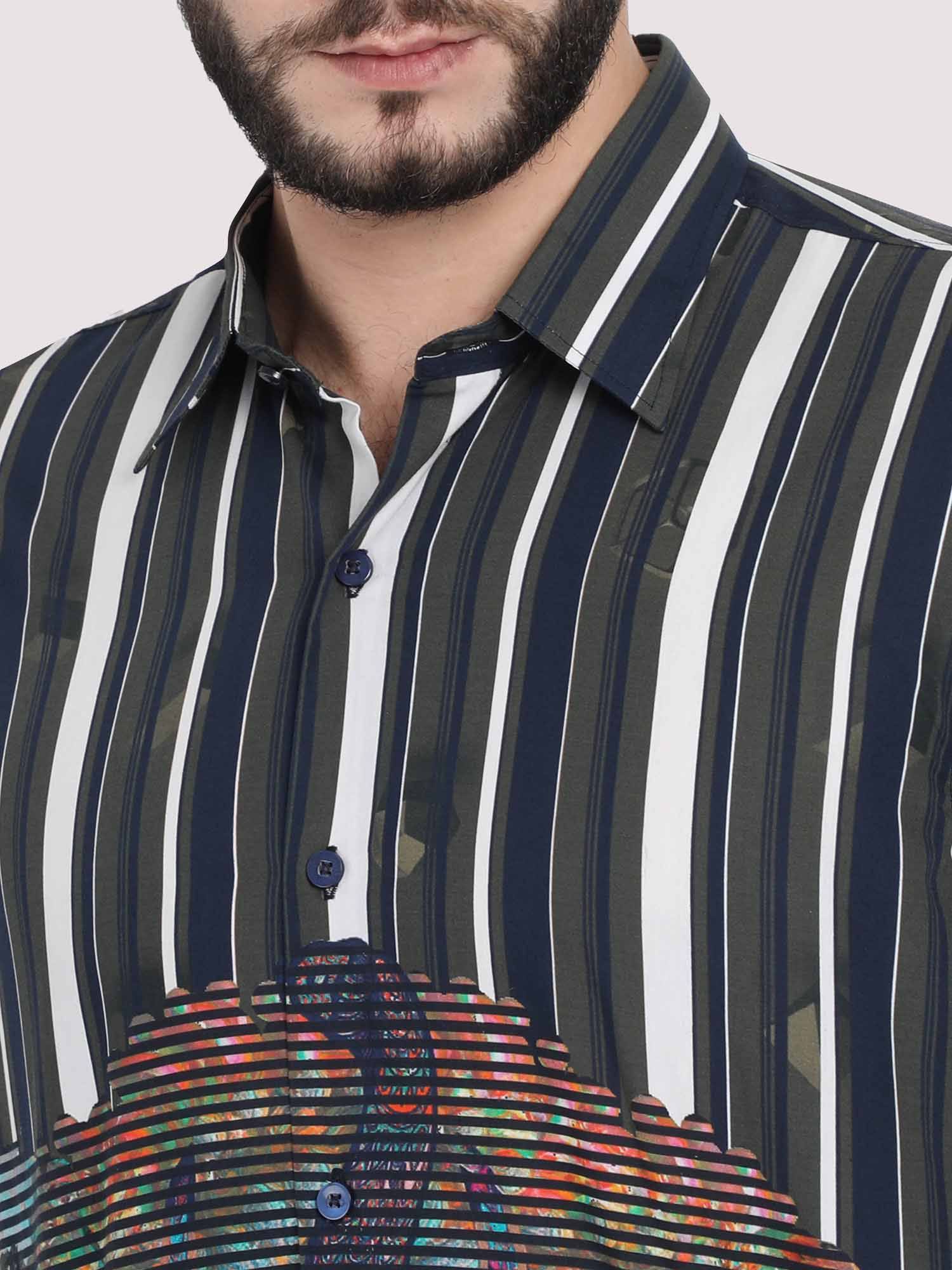 Verti Horzi Stripes Party Wear Shirt - Guniaa Fashions