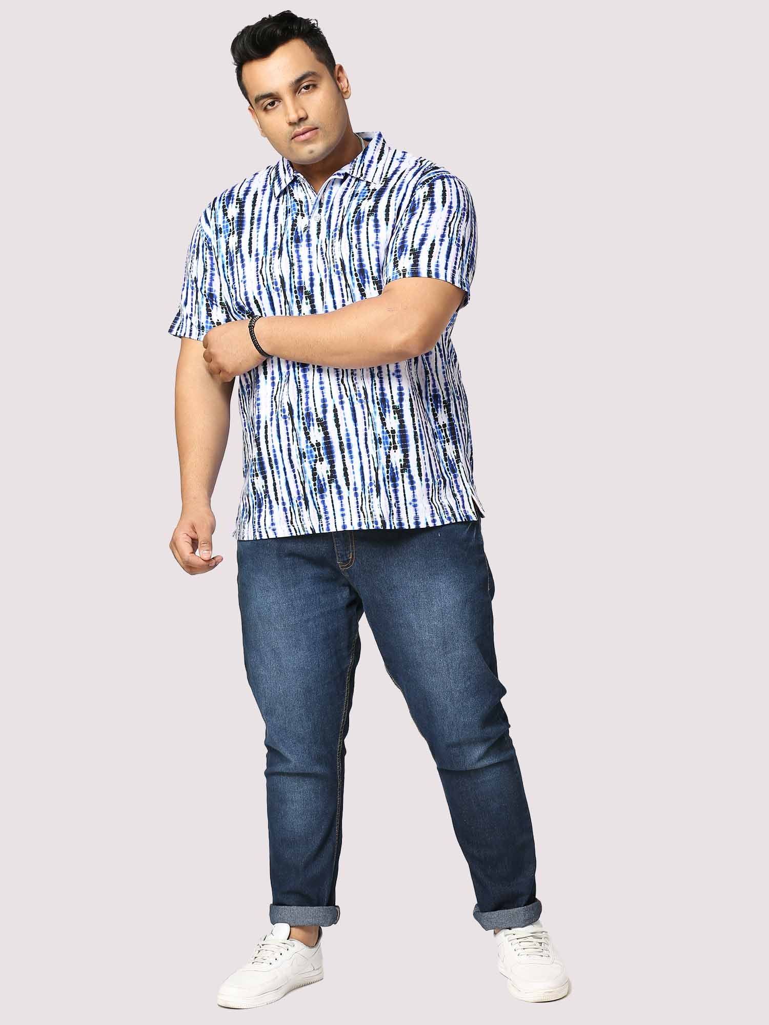 Waves Half Sleeves Digital Printed Shirt Men's Plus Size - Guniaa Fashions