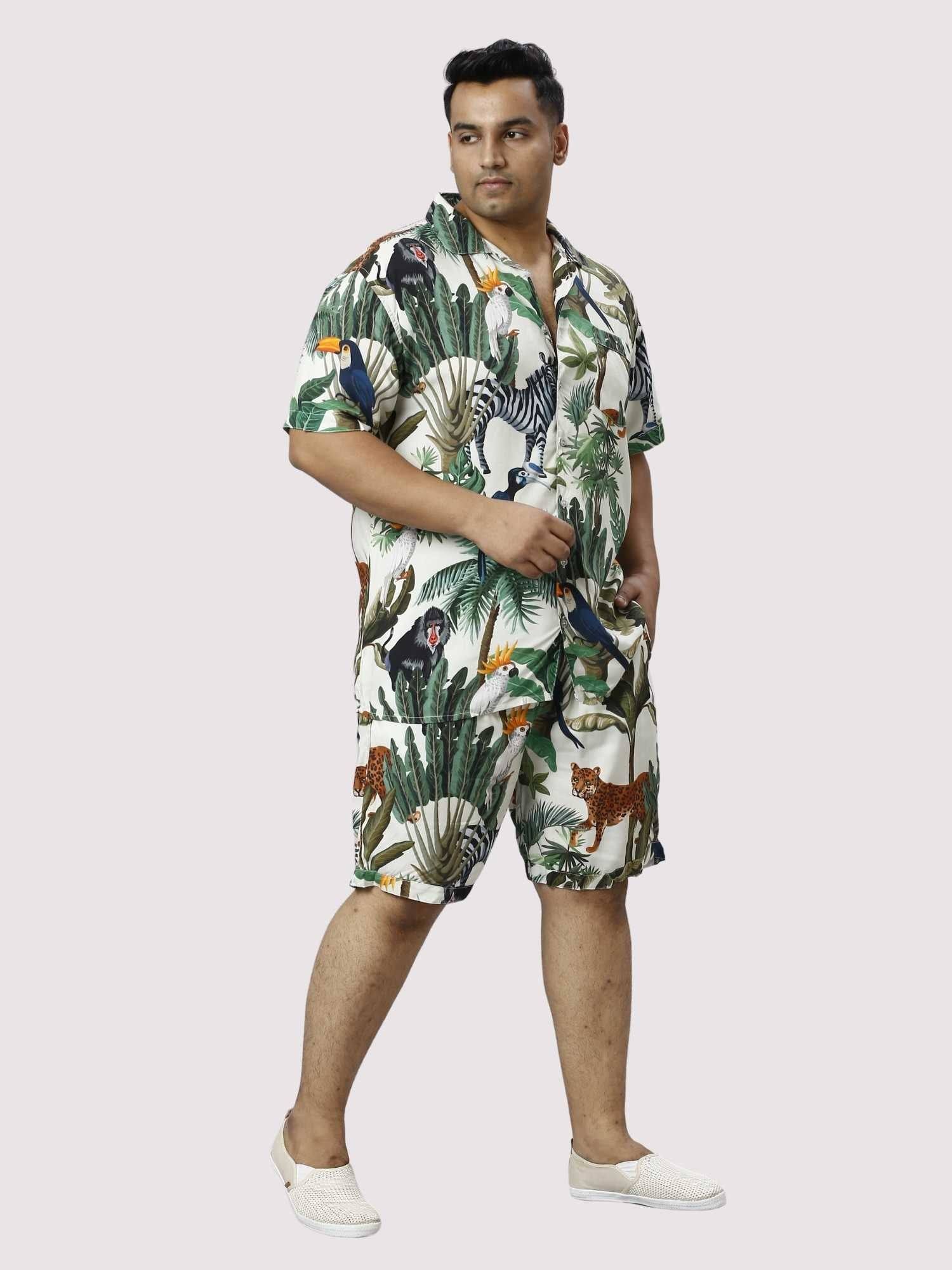 Wild Jungle Digital Printed Half Co-ords Set Men's Plus Size - Guniaa Fashions