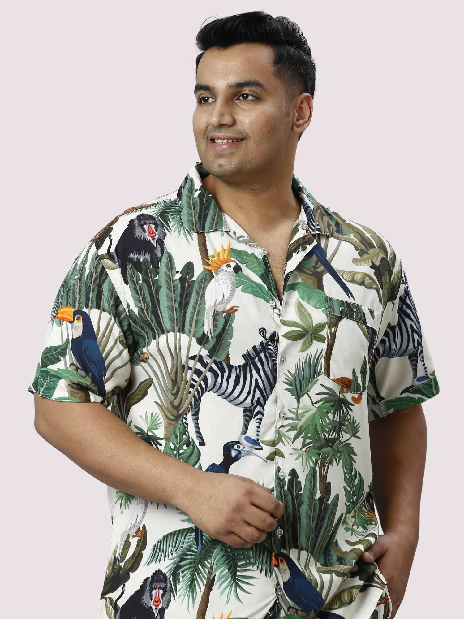 Wild Jungle Digital Printed Half Co-ords Set Men's Plus Size - Guniaa Fashions