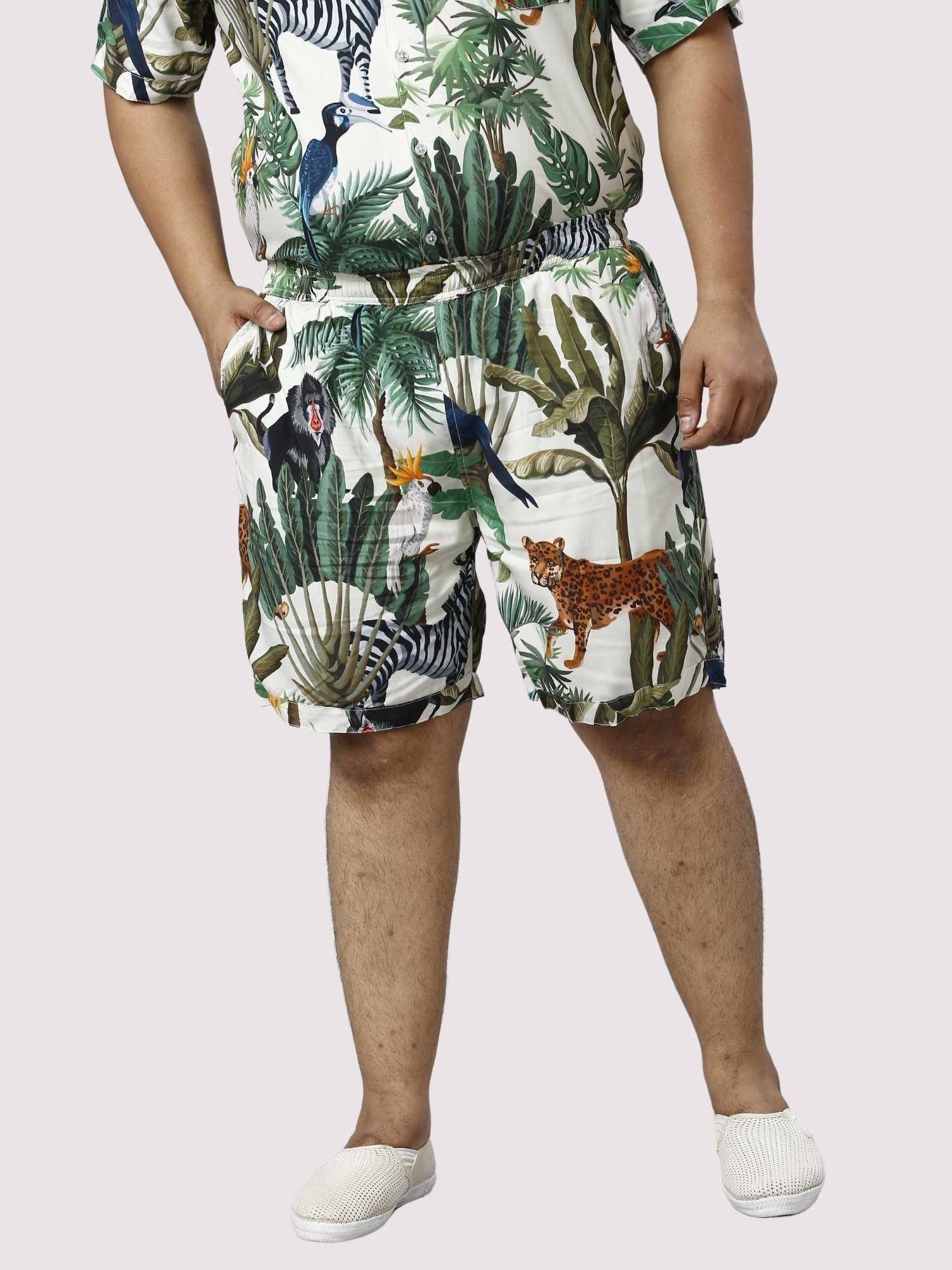 Wild Jungle Digital Printed Half Co-ords Set Men's Plus Size - Guniaa Fashions
