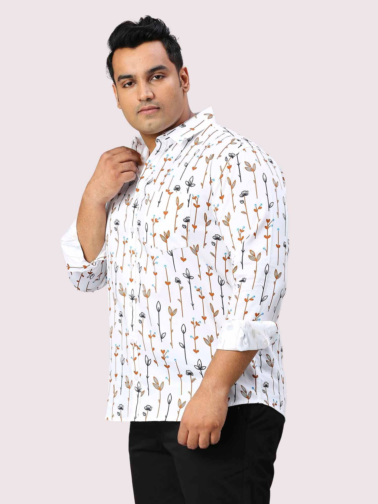 Wildflower Digital Printed Full Sleeve Shirt Men's Plus Size - Guniaa Fashions
