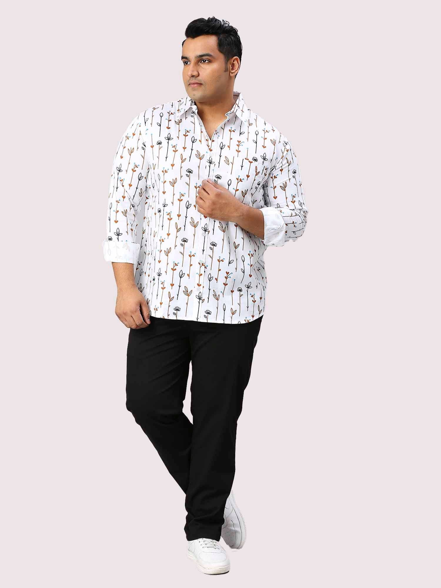 Wildflower Digital Printed Full Sleeve Shirt Men's Plus Size - Guniaa Fashions