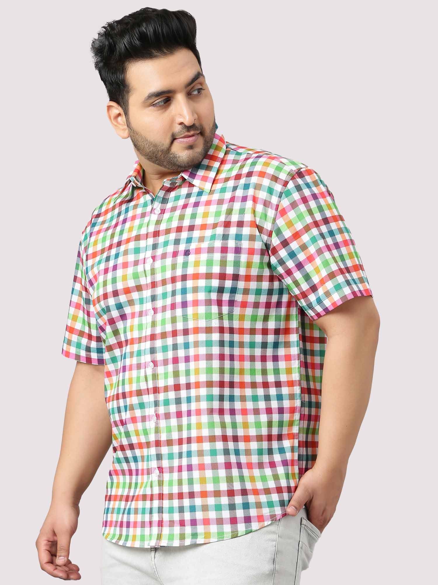 Yellow Green Red Bold Checks Men's Plus Size - Guniaa Fashions