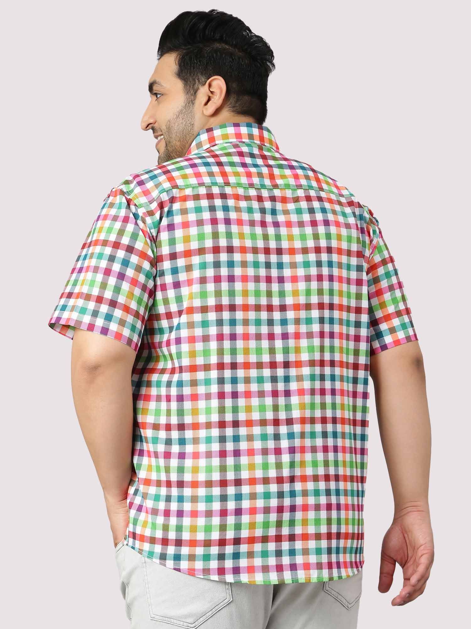 Yellow Green Red Bold Checks Men's Plus Size - Guniaa Fashions