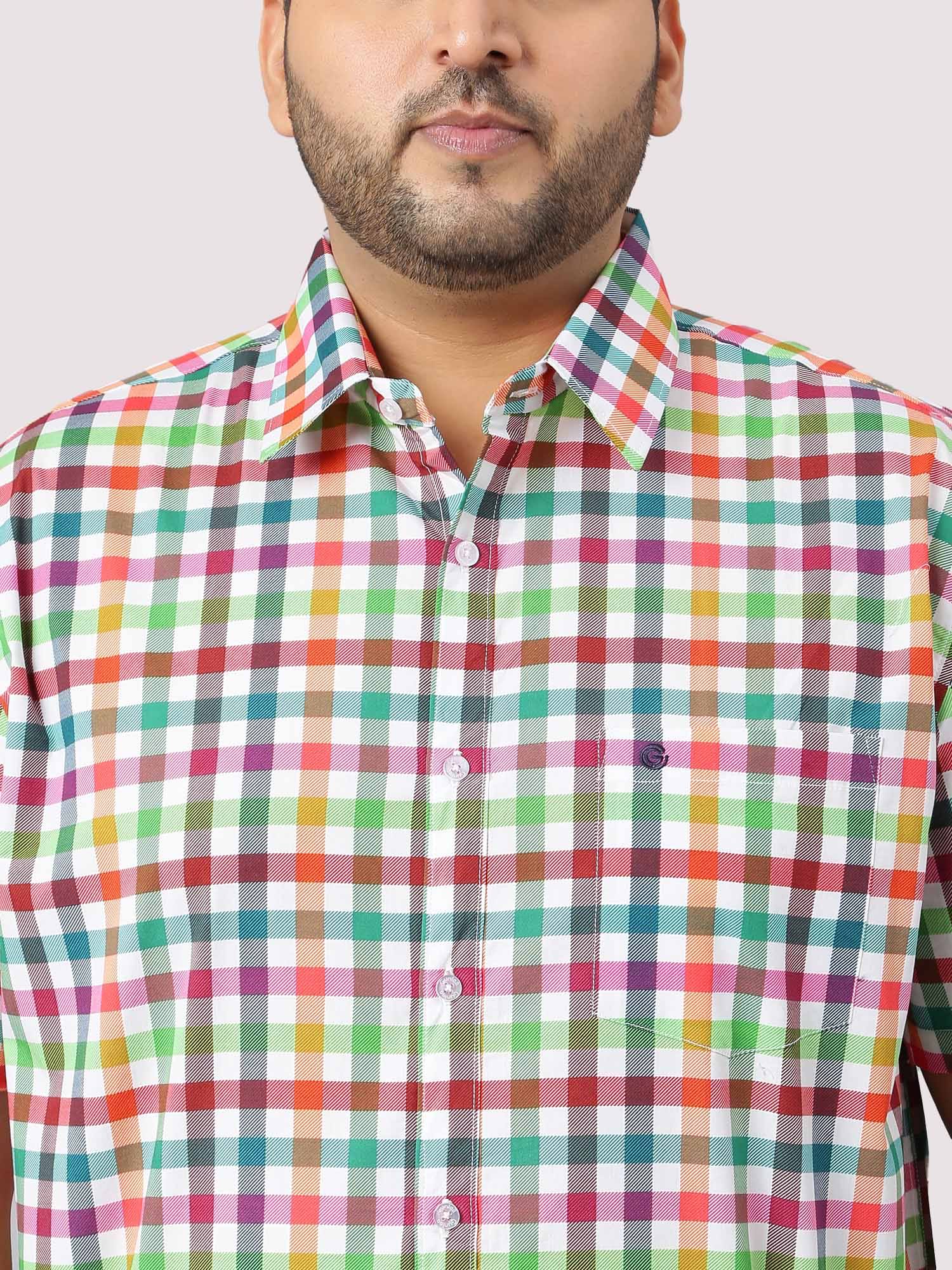 Yellow Green Red Bold Checks Men's Plus Size - Guniaa Fashions
