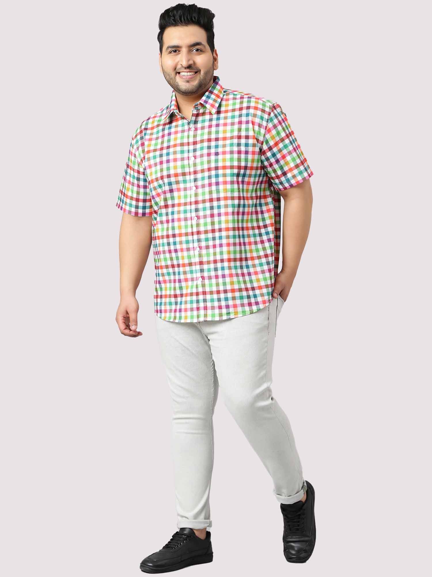 Yellow Green Red Bold Checks Men's Plus Size - Guniaa Fashions