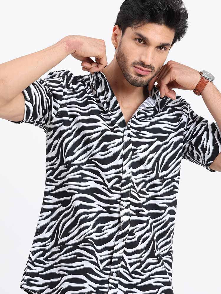 Zebra Print Half Sleeve Shirt - Guniaa Fashions
