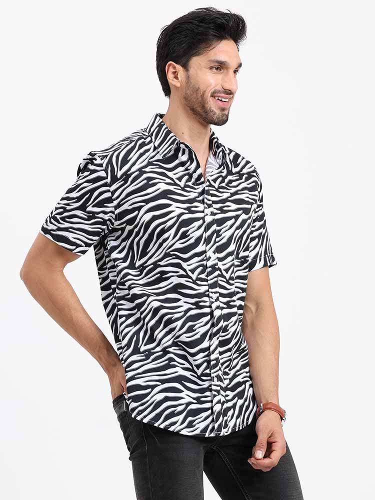 Zebra Print Half Sleeve Shirt - Guniaa Fashions