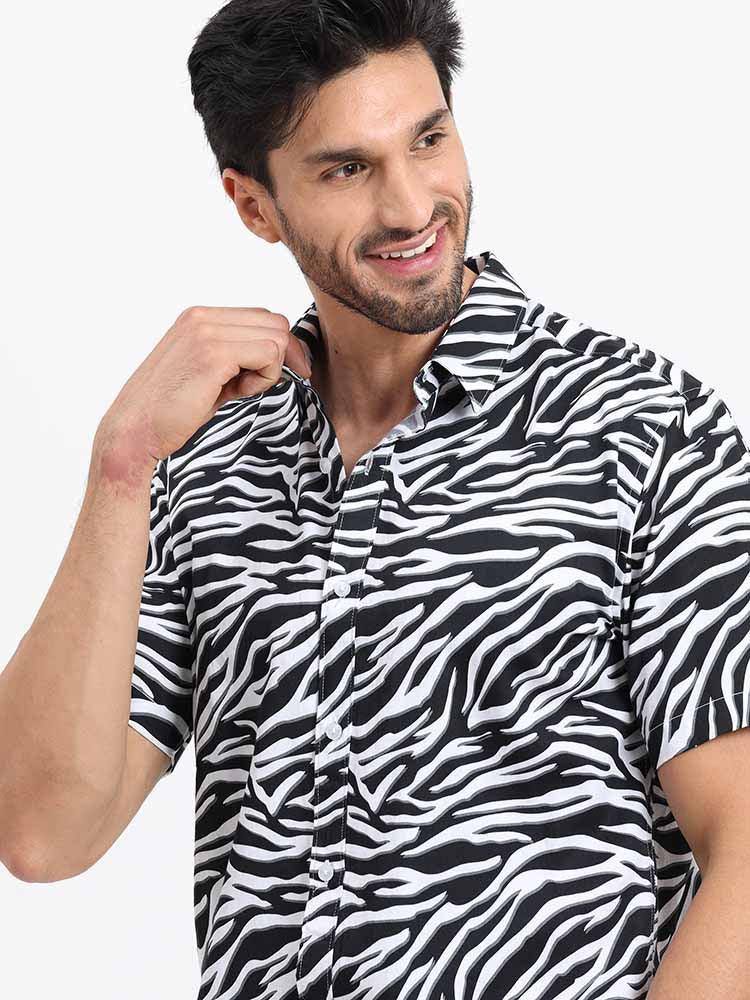 Zebra Print Half Sleeve Shirt - Guniaa Fashions