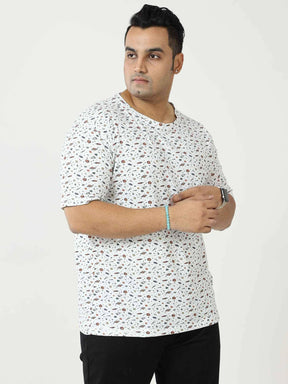 Digital Printed Round Neck T-Shirt Men's Plus Size - Guniaa Fashions