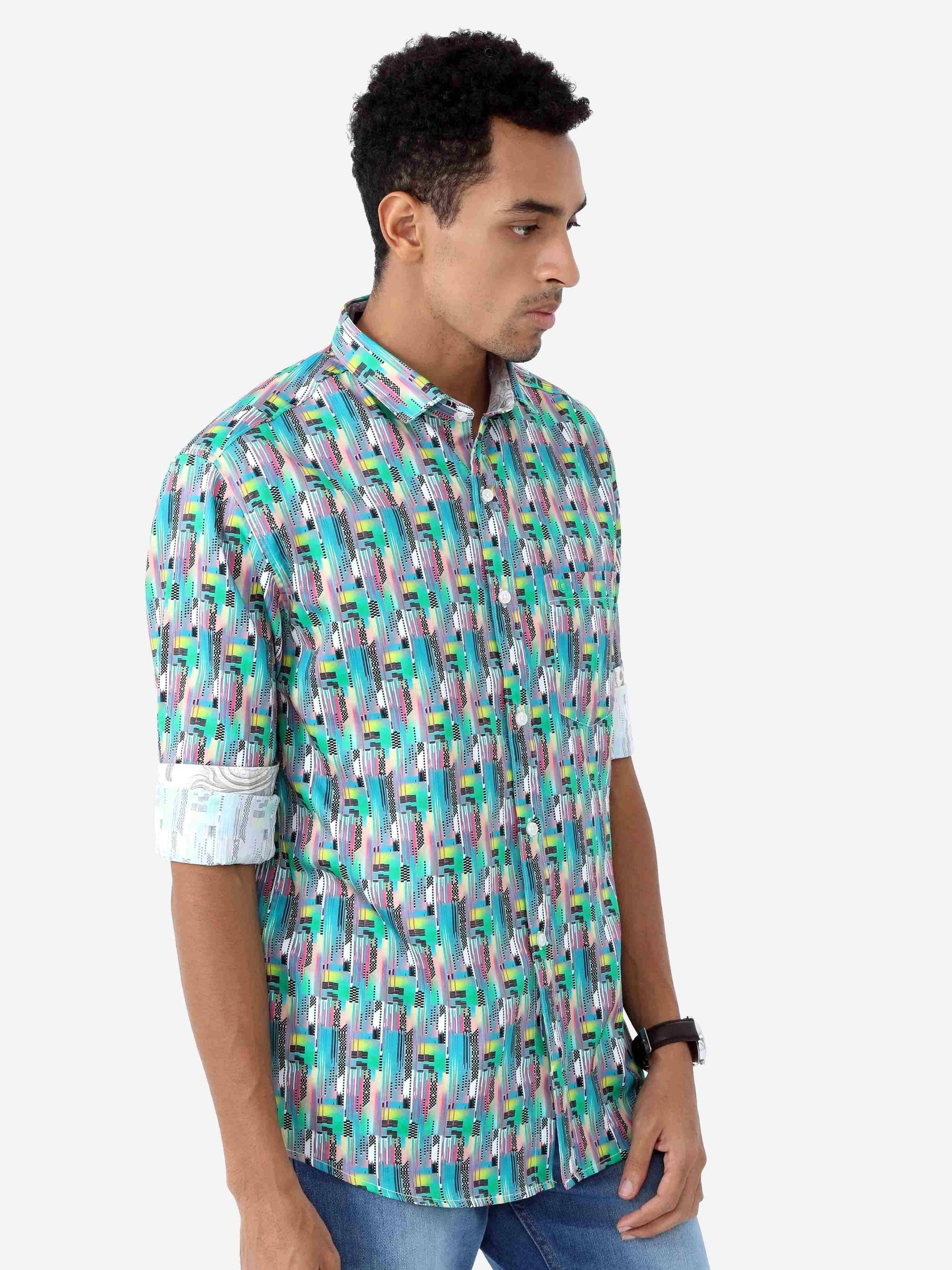 Electro Men's Printed Casual Shirt - Guniaa Fashions