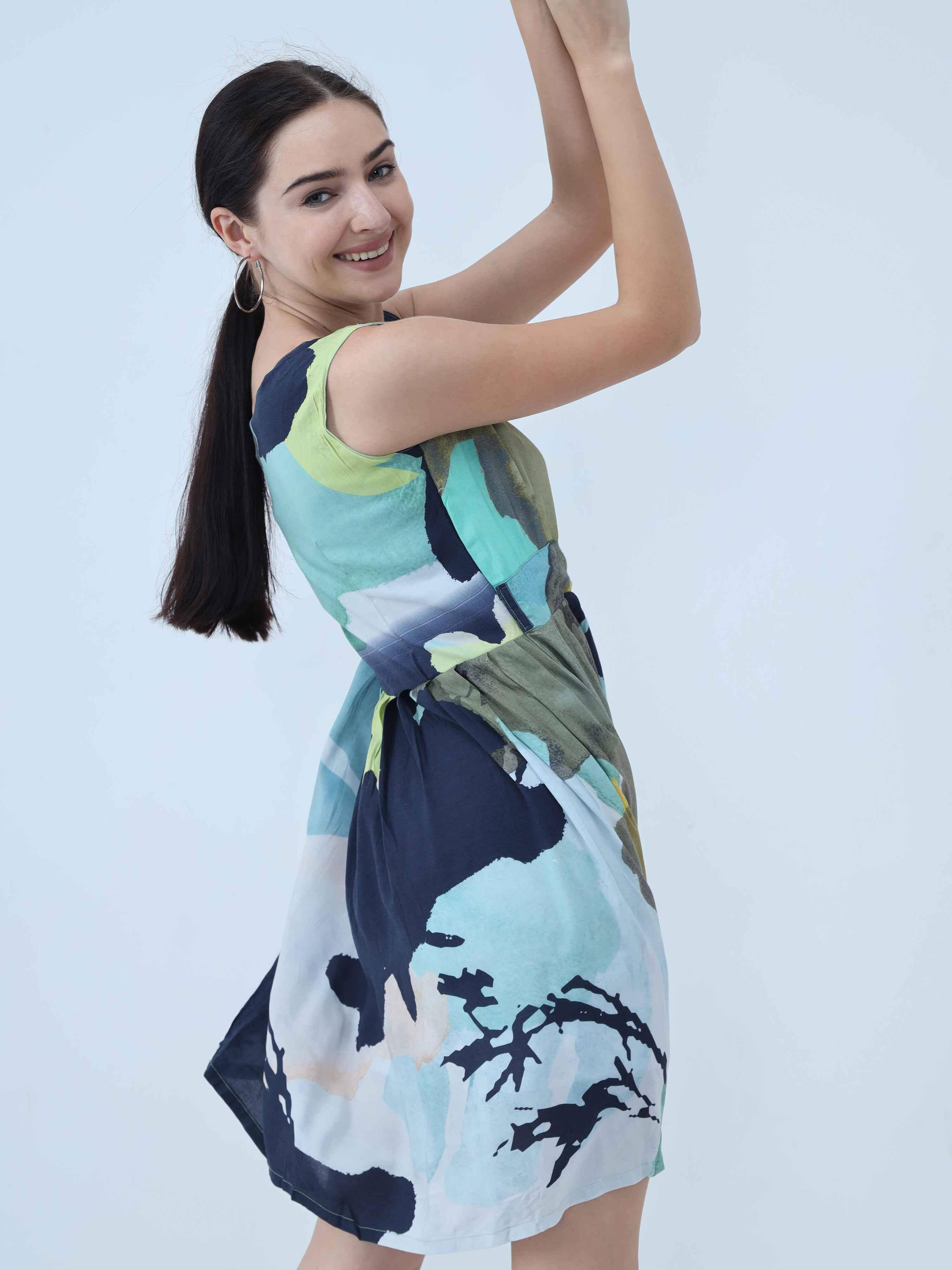Floral Print Knee Length Dress