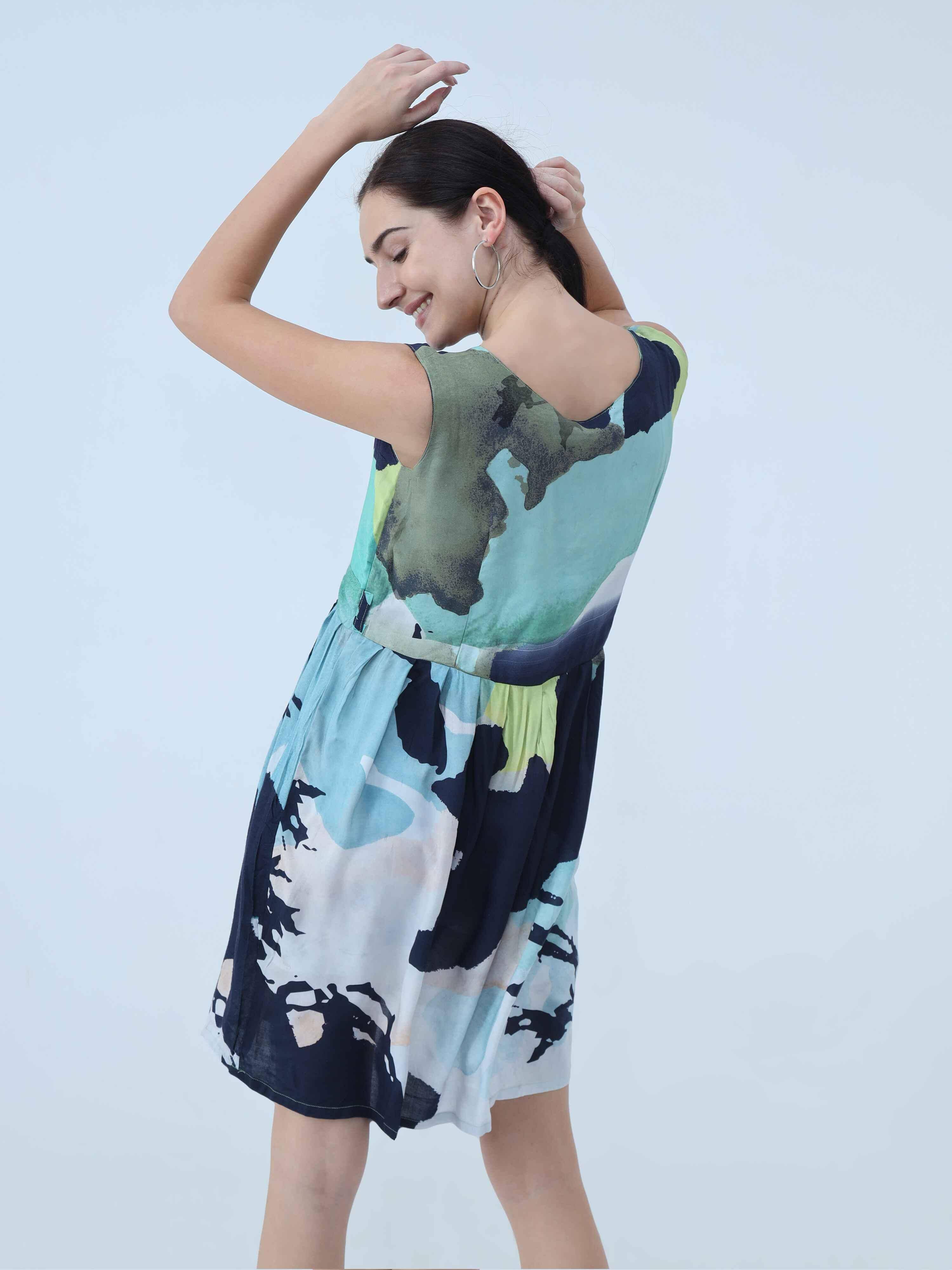 Floral Print Knee Length Dress