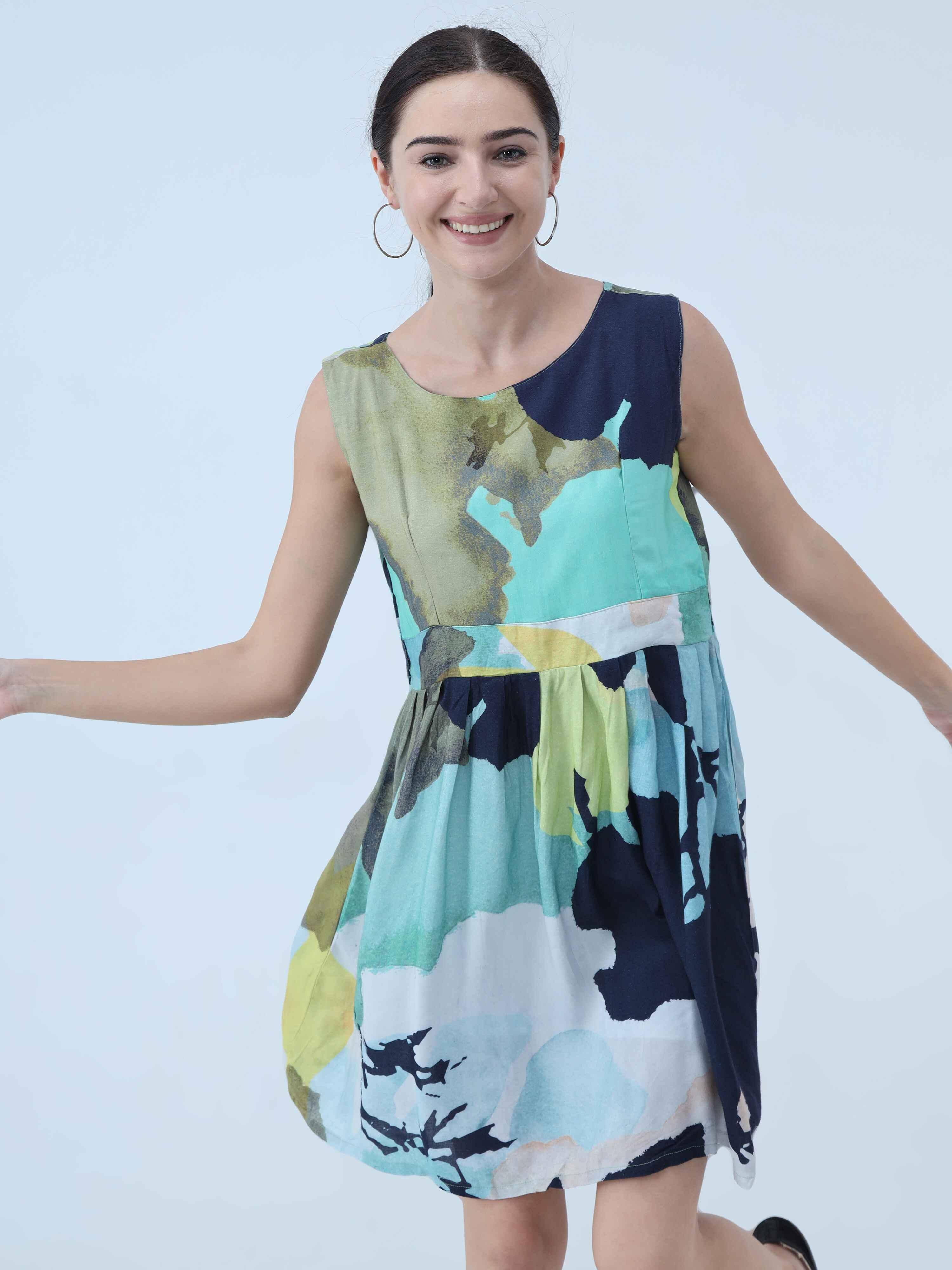 Floral Print Knee Length Dress