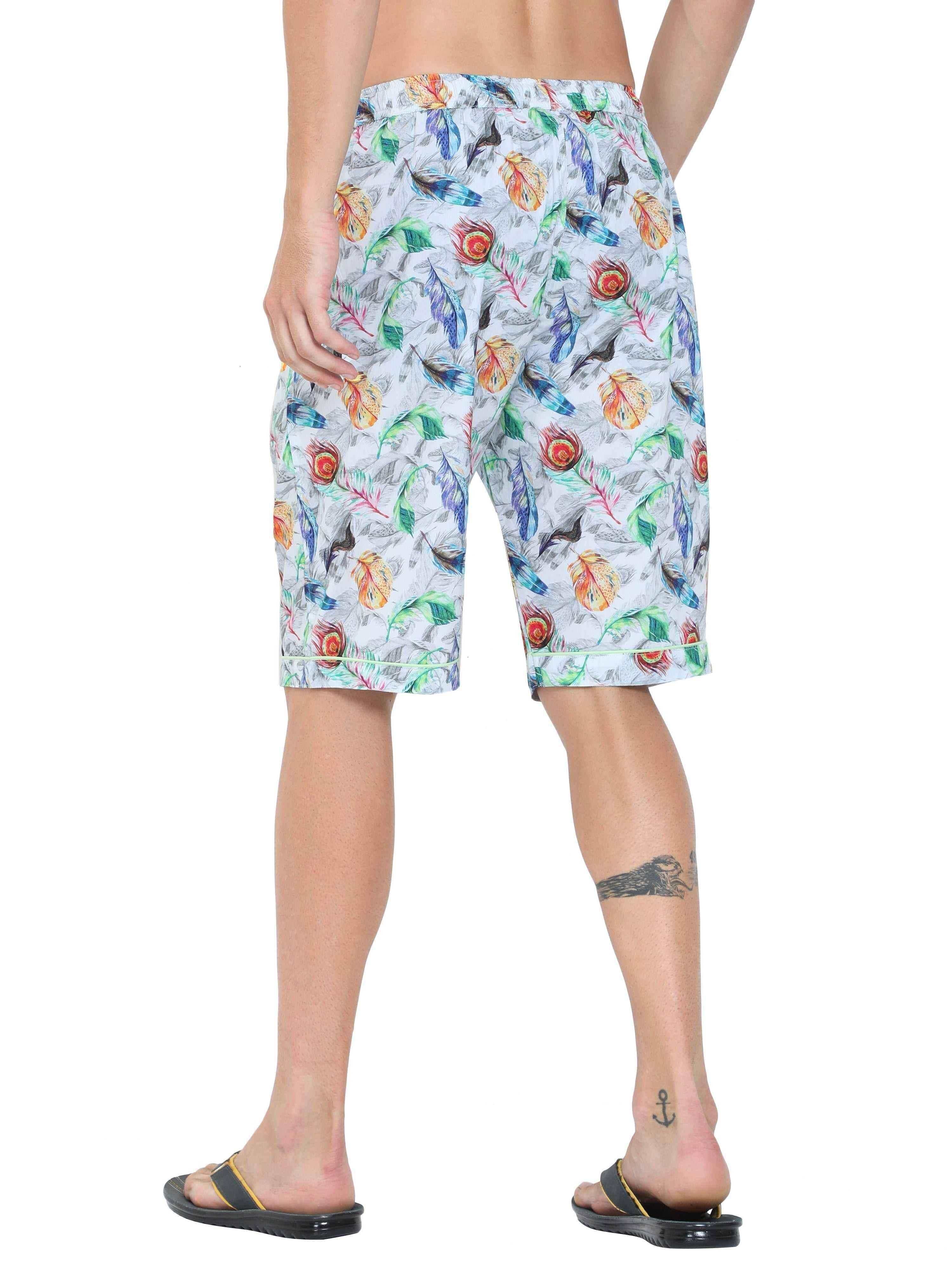 Guniaa Men's Flame Printed Night Wear Shorts