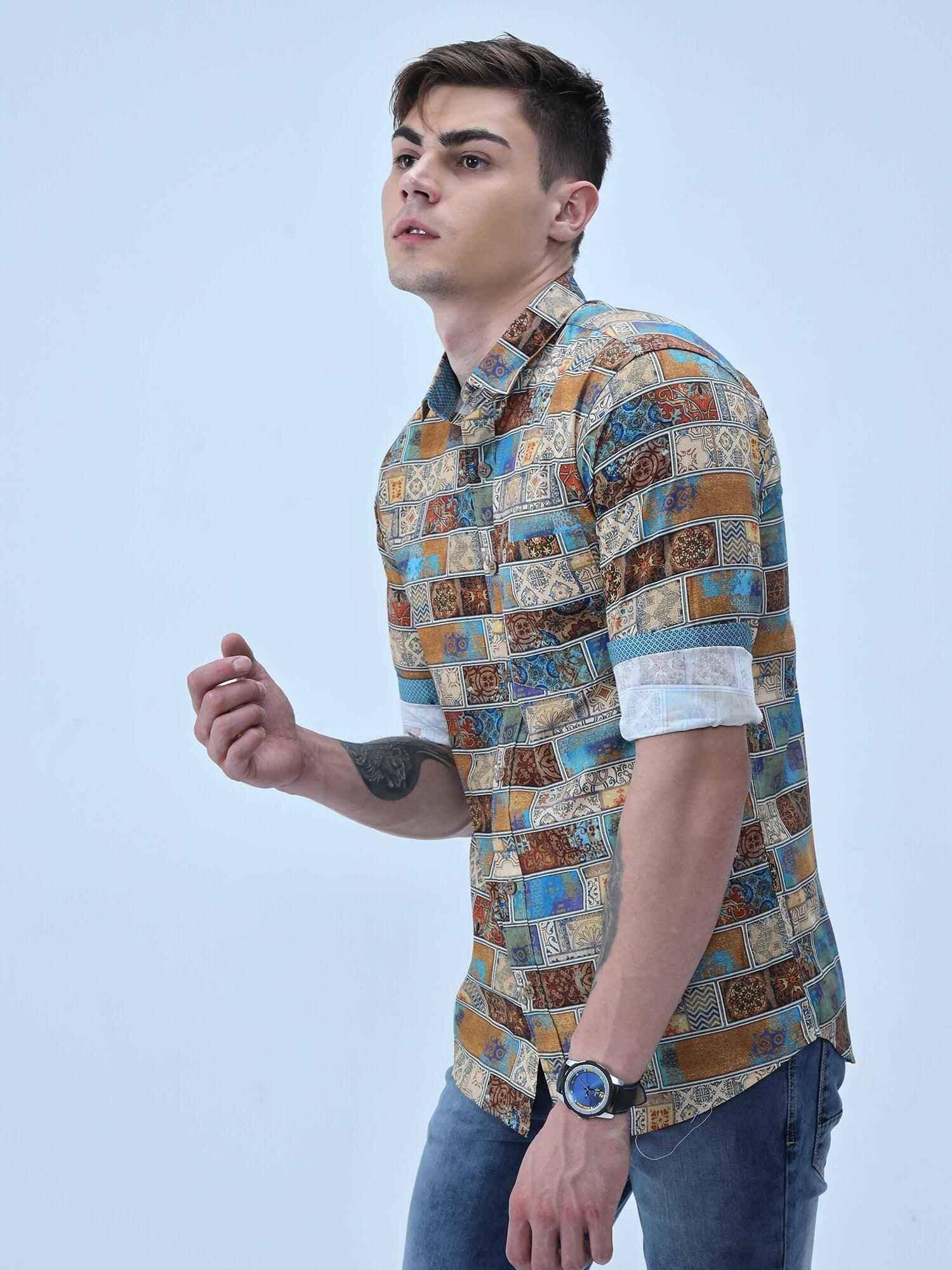 King Mens Digital Printed Casual Shirt