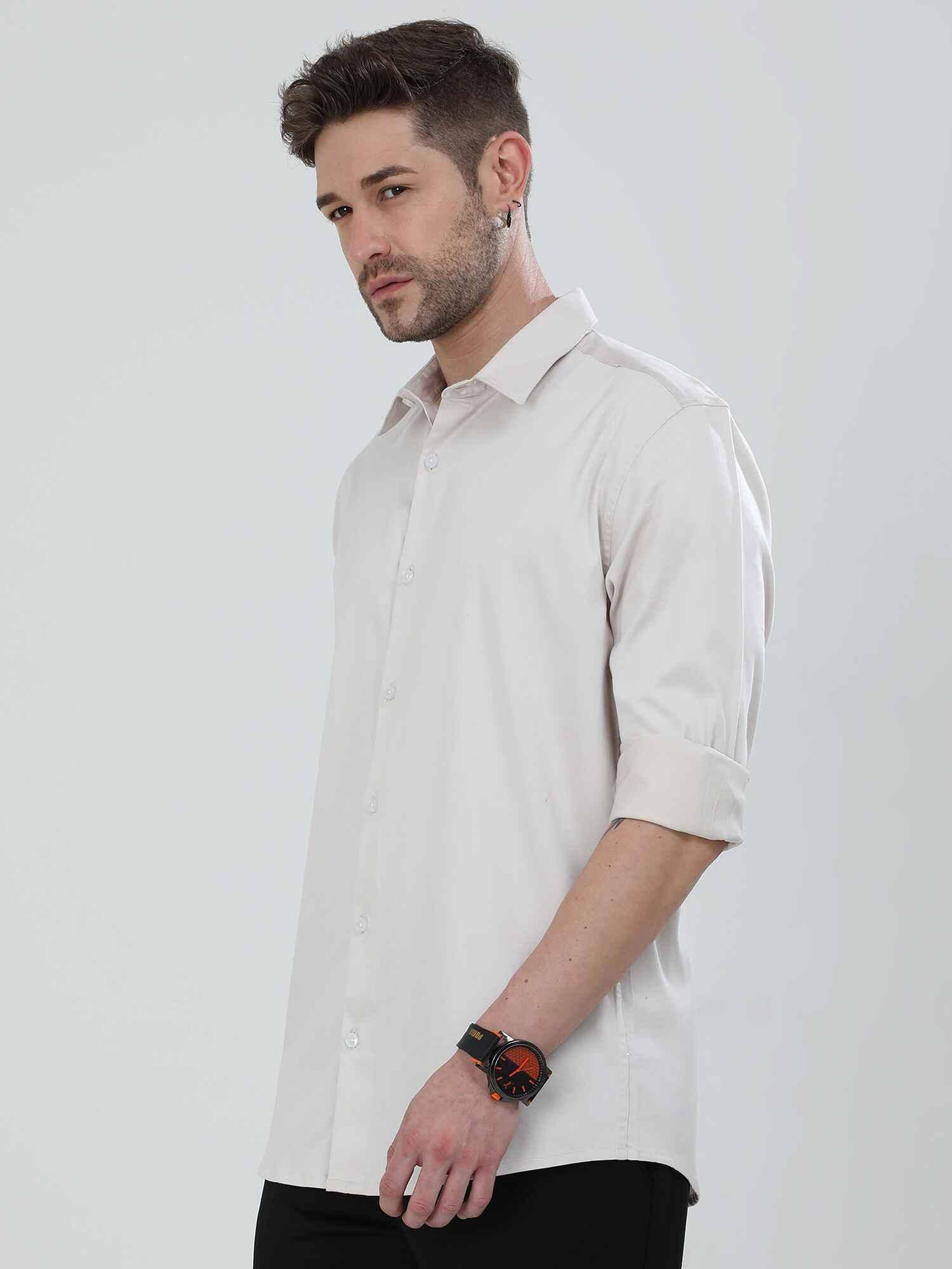 Off White Solid Full Sleeve