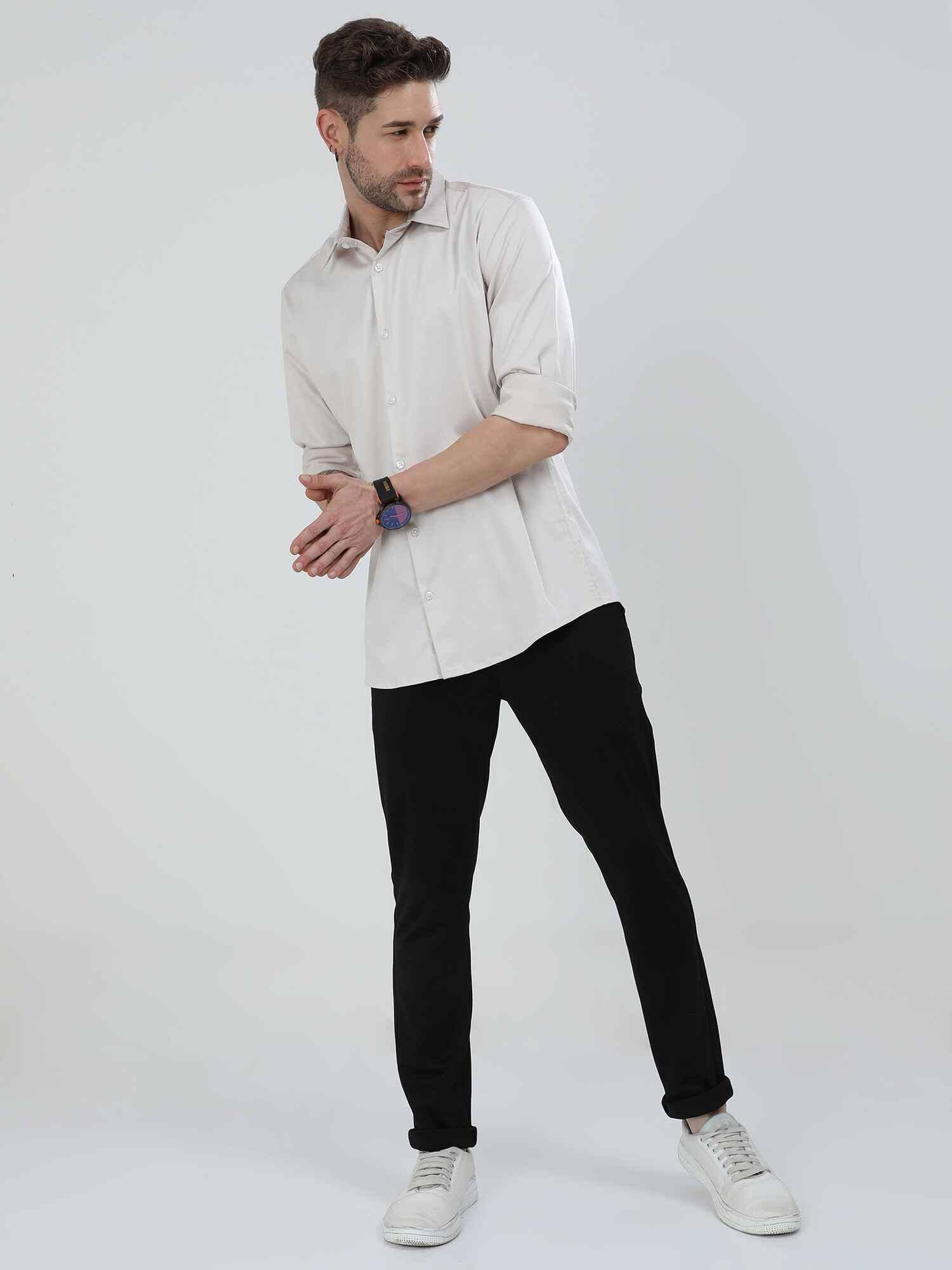 Off White Solid Full Sleeve