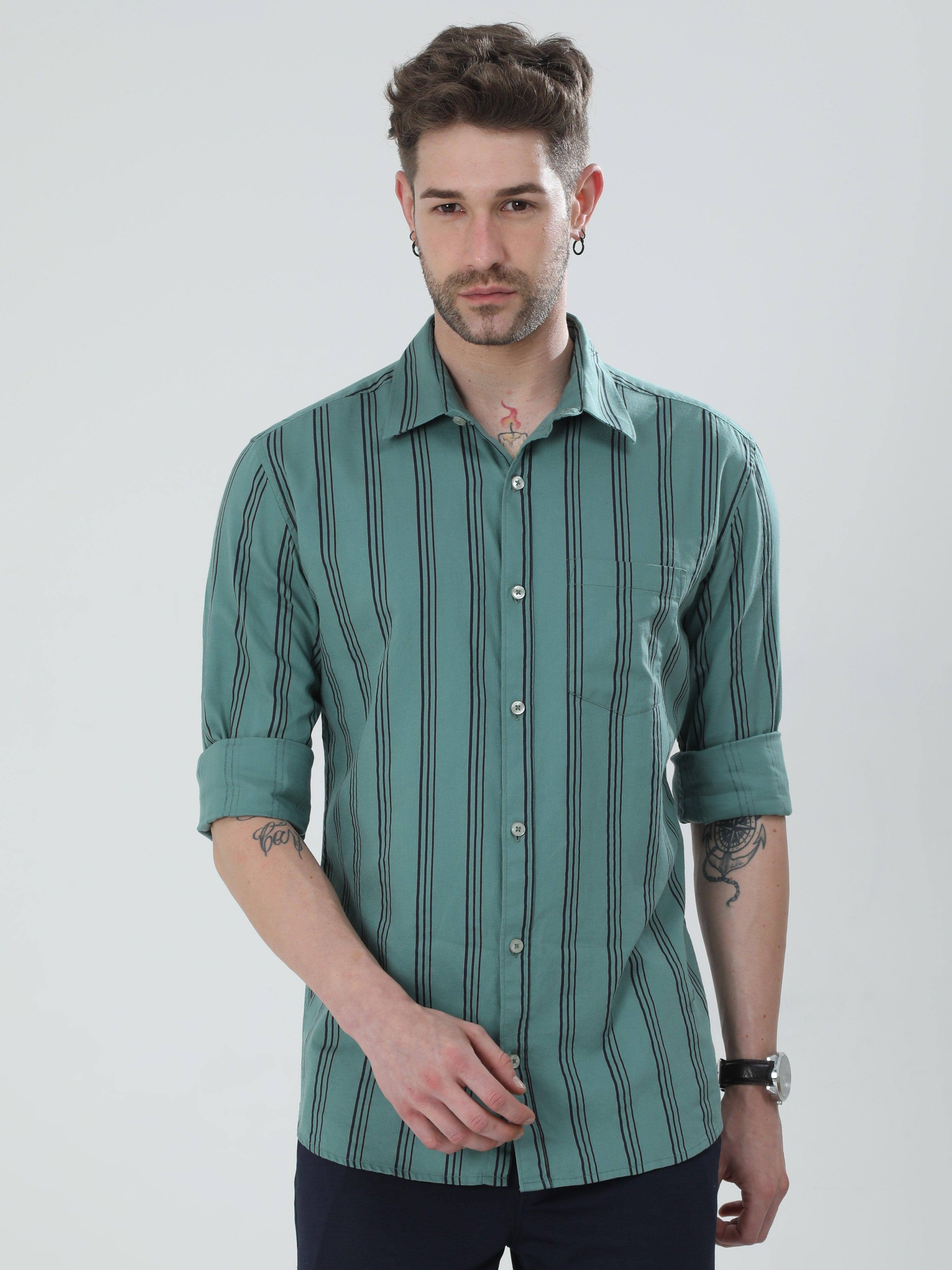 Pistachio Green Striped Shirt
