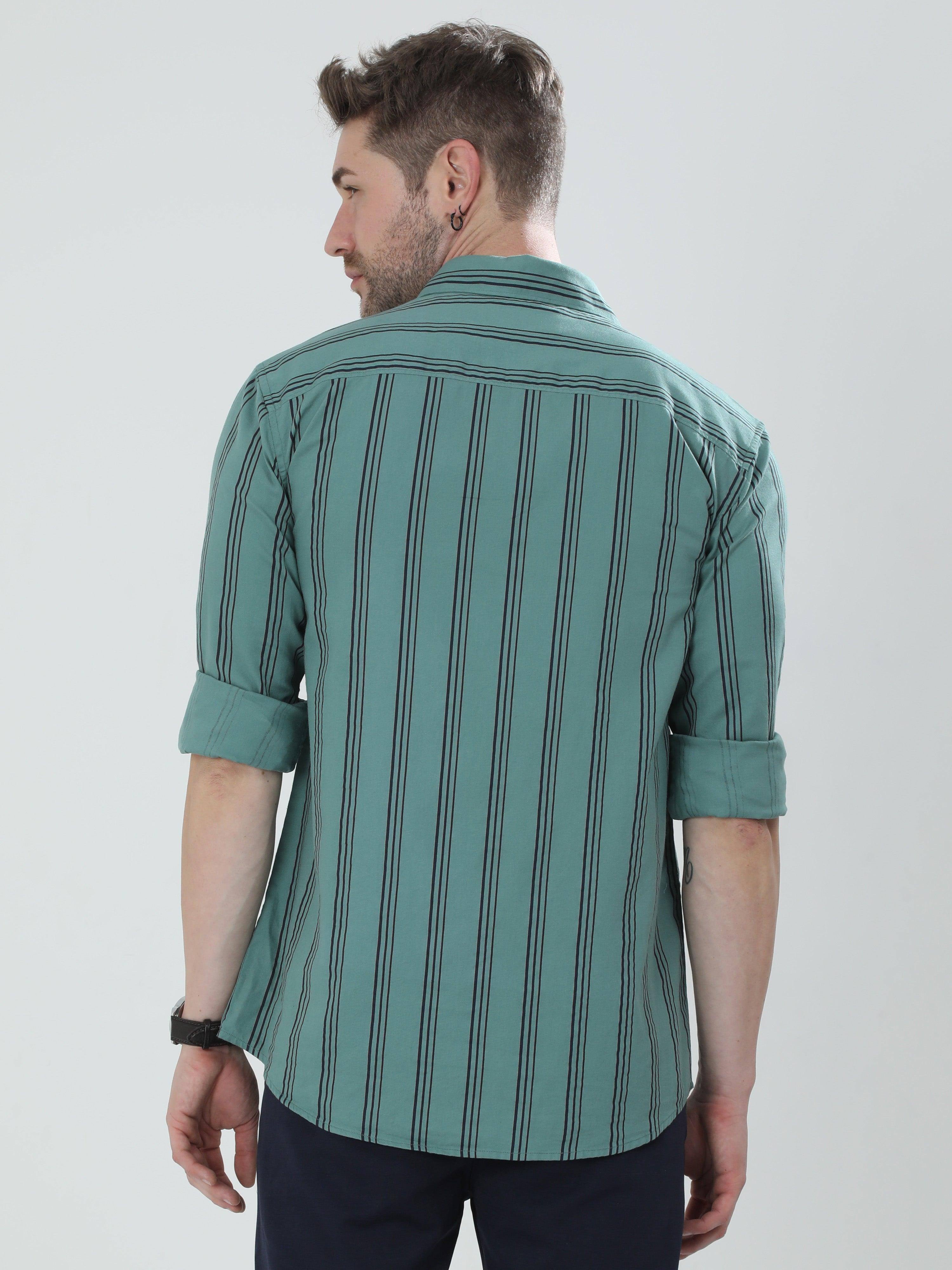 Pistachio Green Striped Shirt