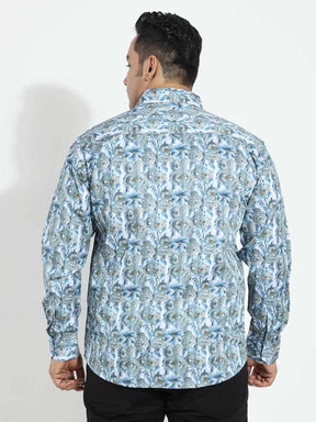 Royal White Blue Diamond Printed Silk Full Shirt Men's Plus Size - Guniaa Fashions
