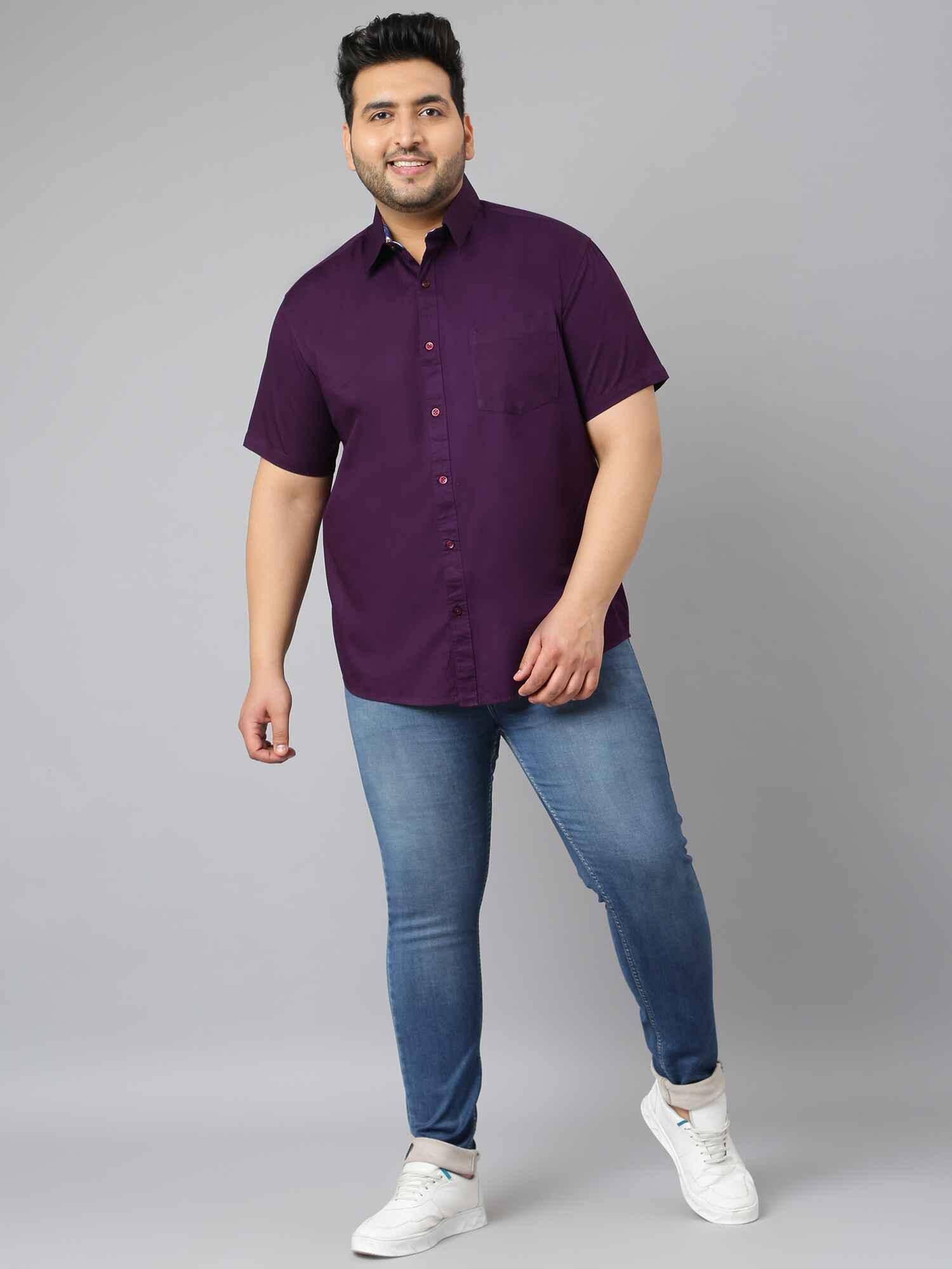 Russian Violet Half Sleeve Men's Plus Size