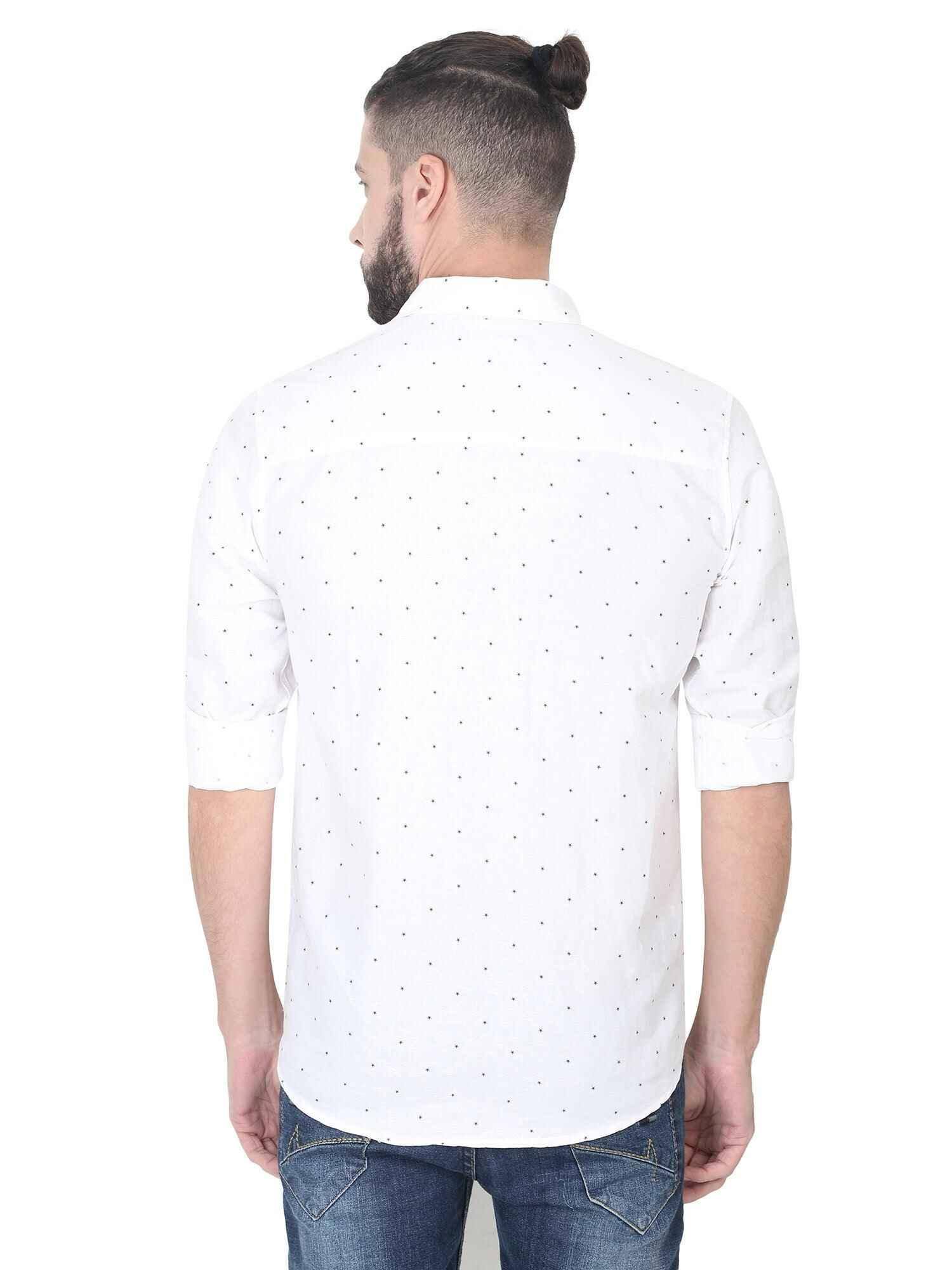 White Linen Printed Casual Shirt - Guniaa Fashions