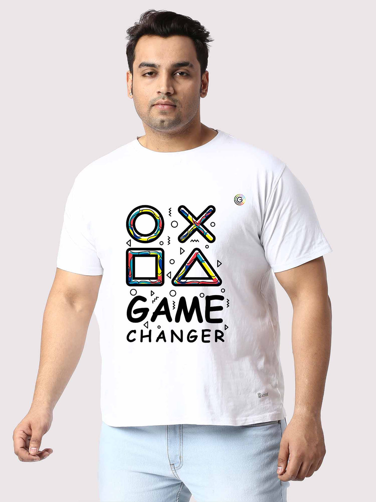 Men Plus Size White Om Namah Shivay Printed Round Neck T-Shirt