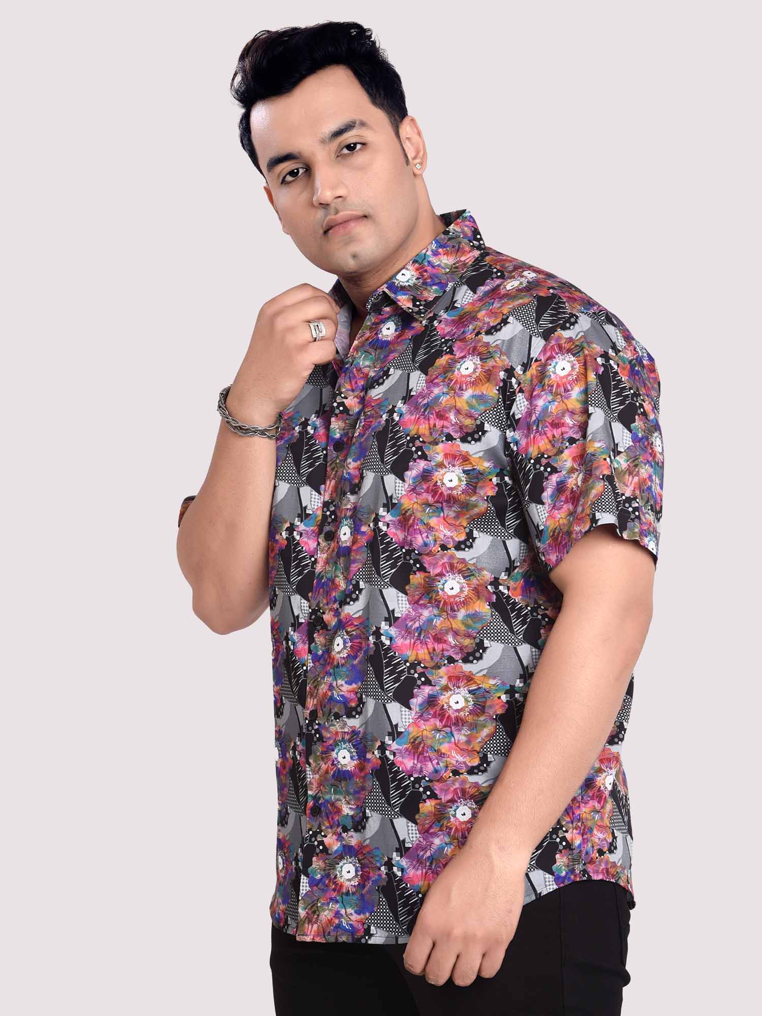 Painterly Digital Printed Shirt Men's Plus Size