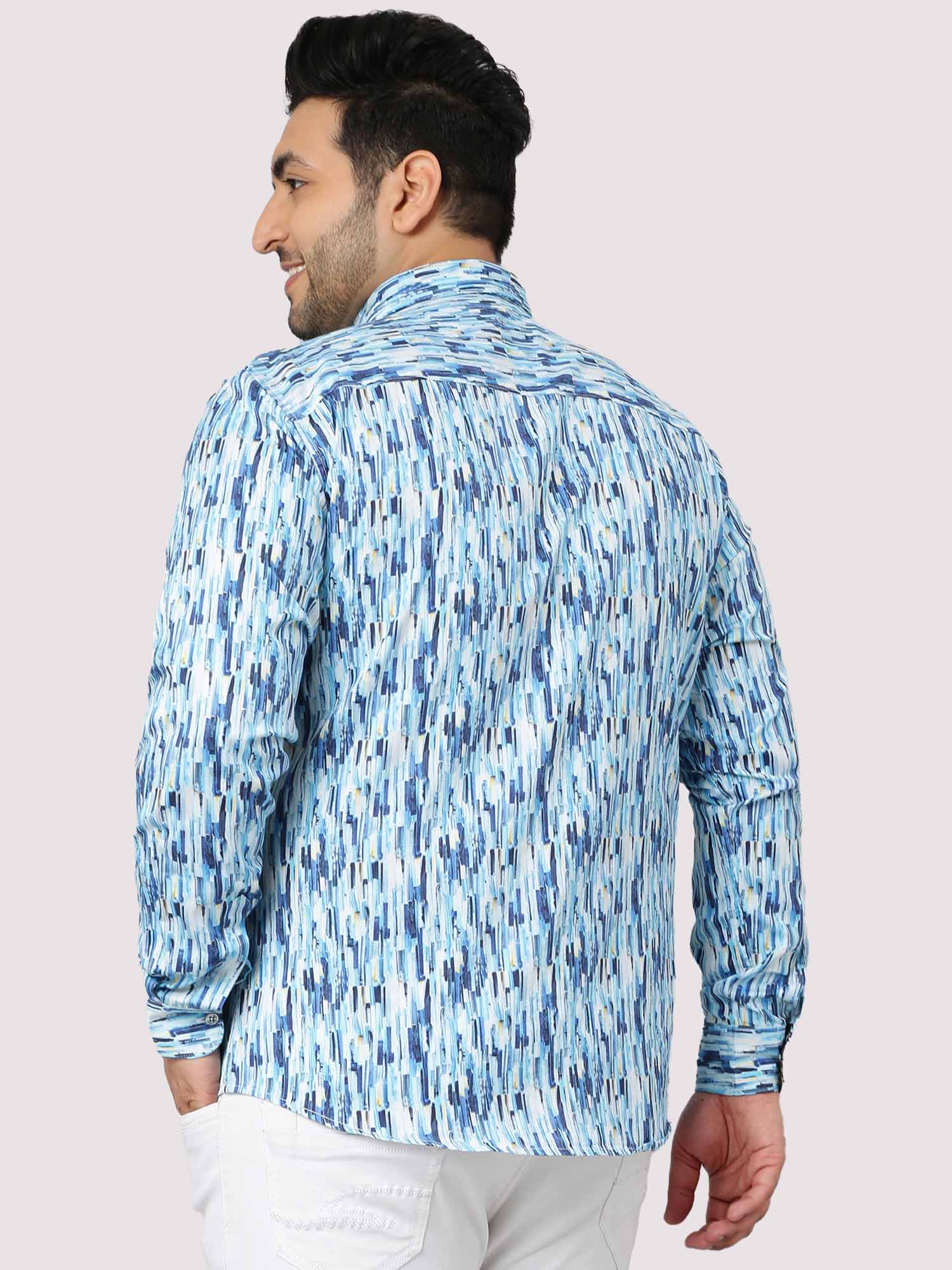 Blue Terrain Digital Printed Full Shirt Men's Plus Size