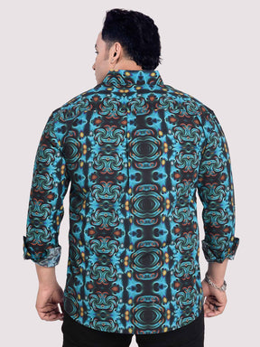 Cyan Symmetric Printed Cotton Full sleeve Men's Plus size