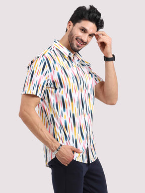 Brush Stripe Printed Half Sleeve Shirt