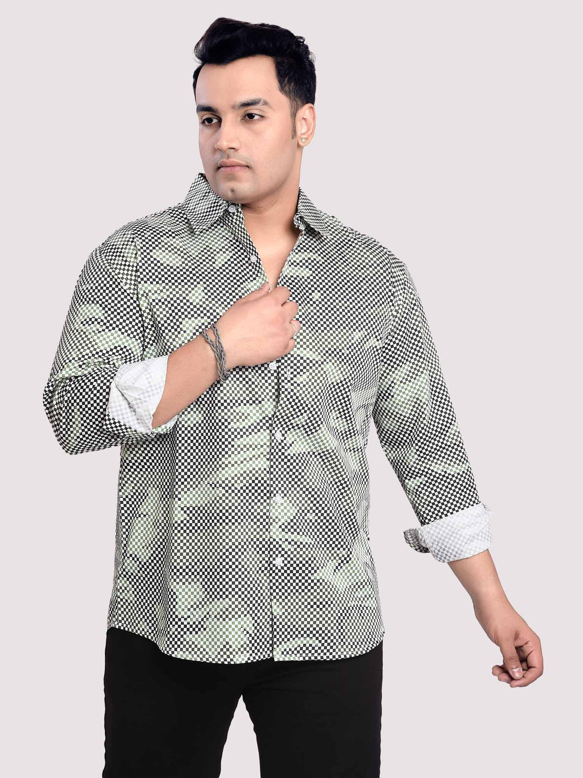 Matrix PrintedÃ‚Â Digital Printed Shirt Men's Plus Size