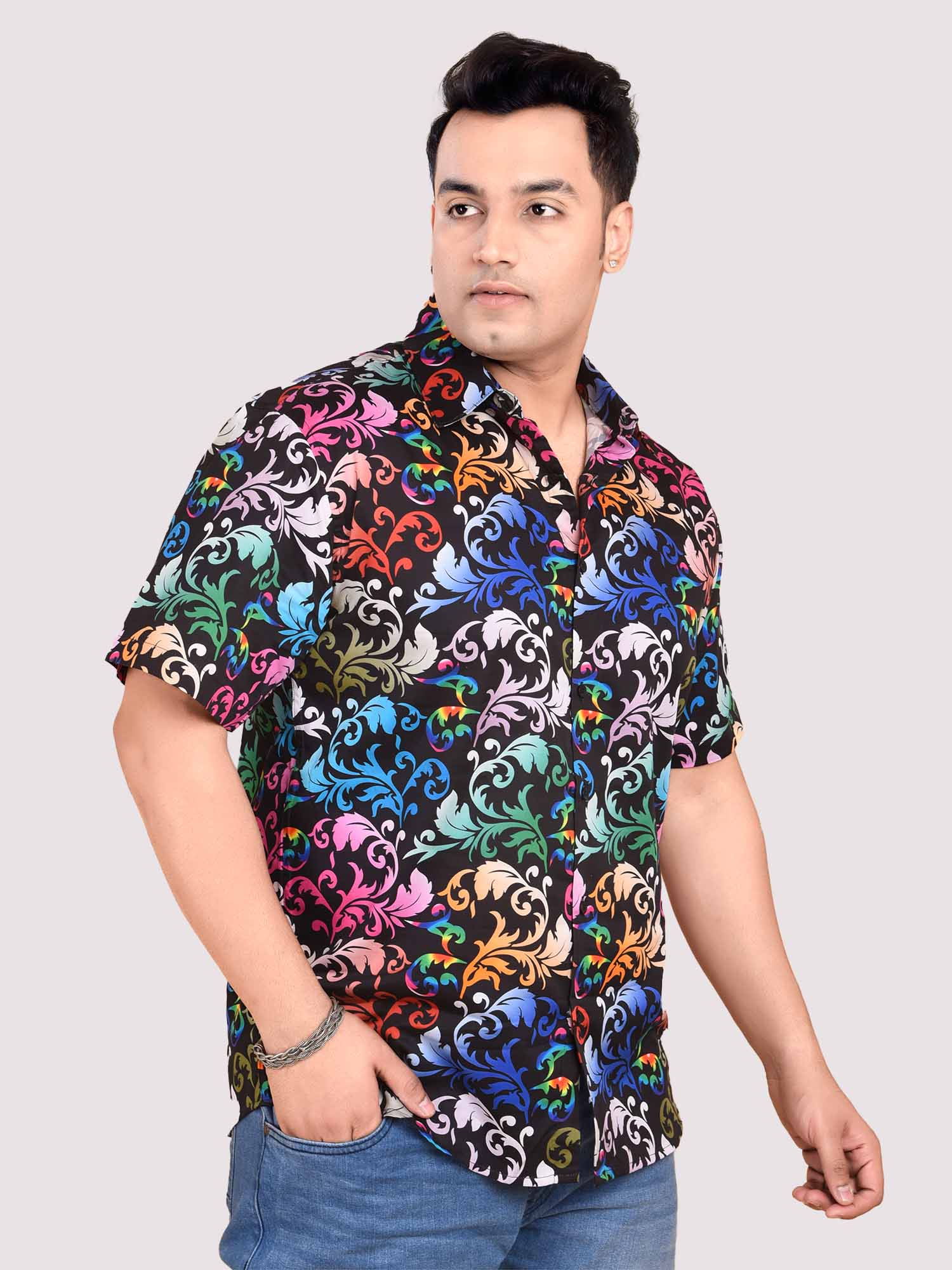 Flow with Colours Digital Printed Shirt Men's Plus Size
