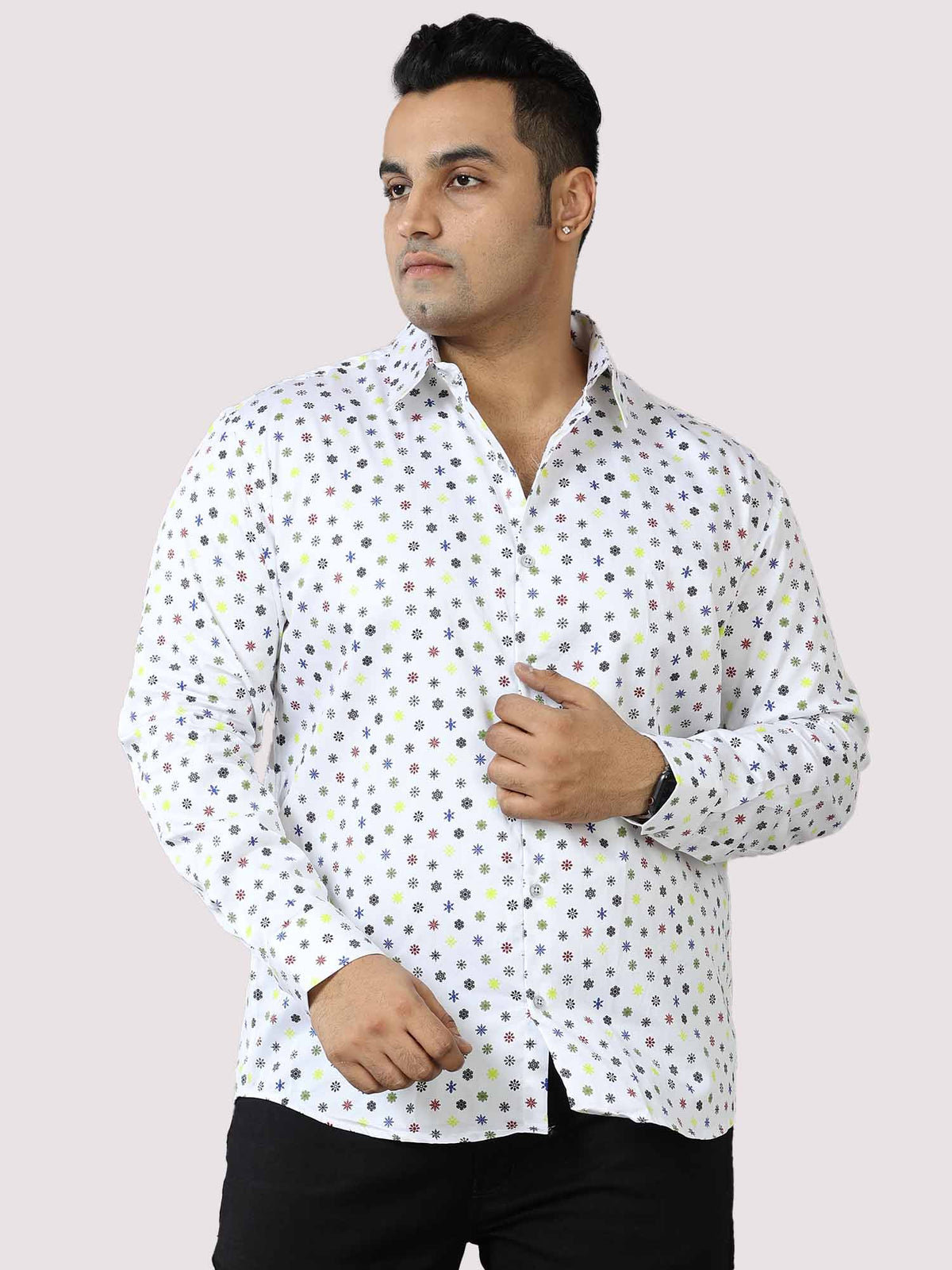 Sparkling Stars Printed Cotton Full Shirt Men's Plus Size