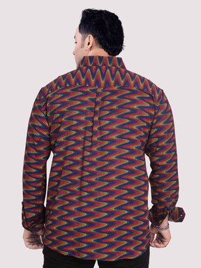 Wave Printed Cotton Full sleeve Men's Plus size