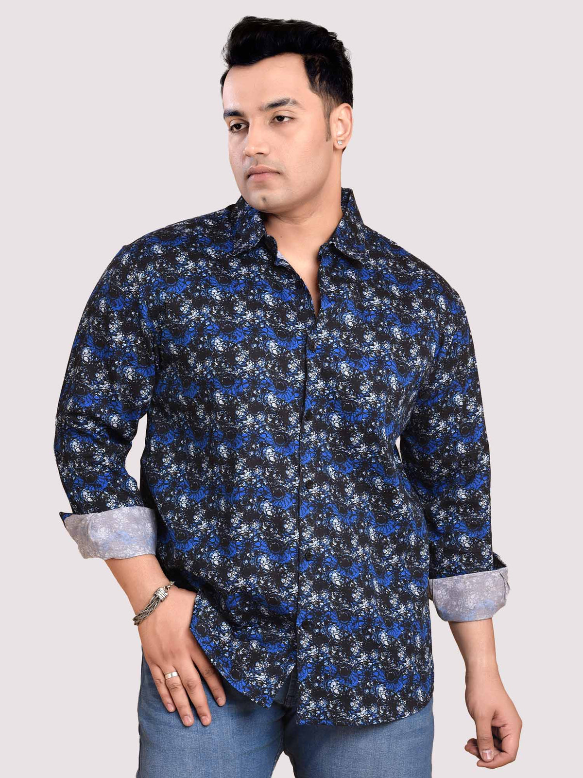 Electric Printed Cotton Full sleeve Men's Plus size