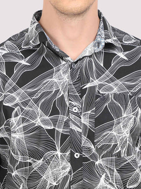 Simon Men's Monochrome Casual Half Shirt