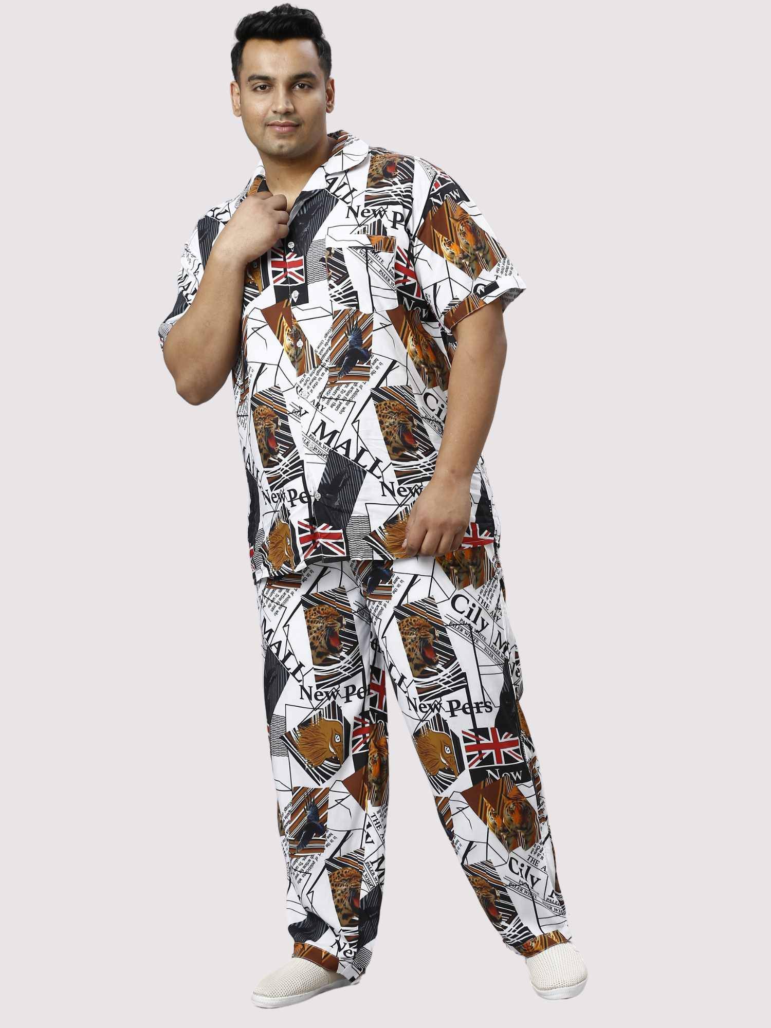 Wild Kingdom Digital Printed Full Co-ords Set Men's Plus Size