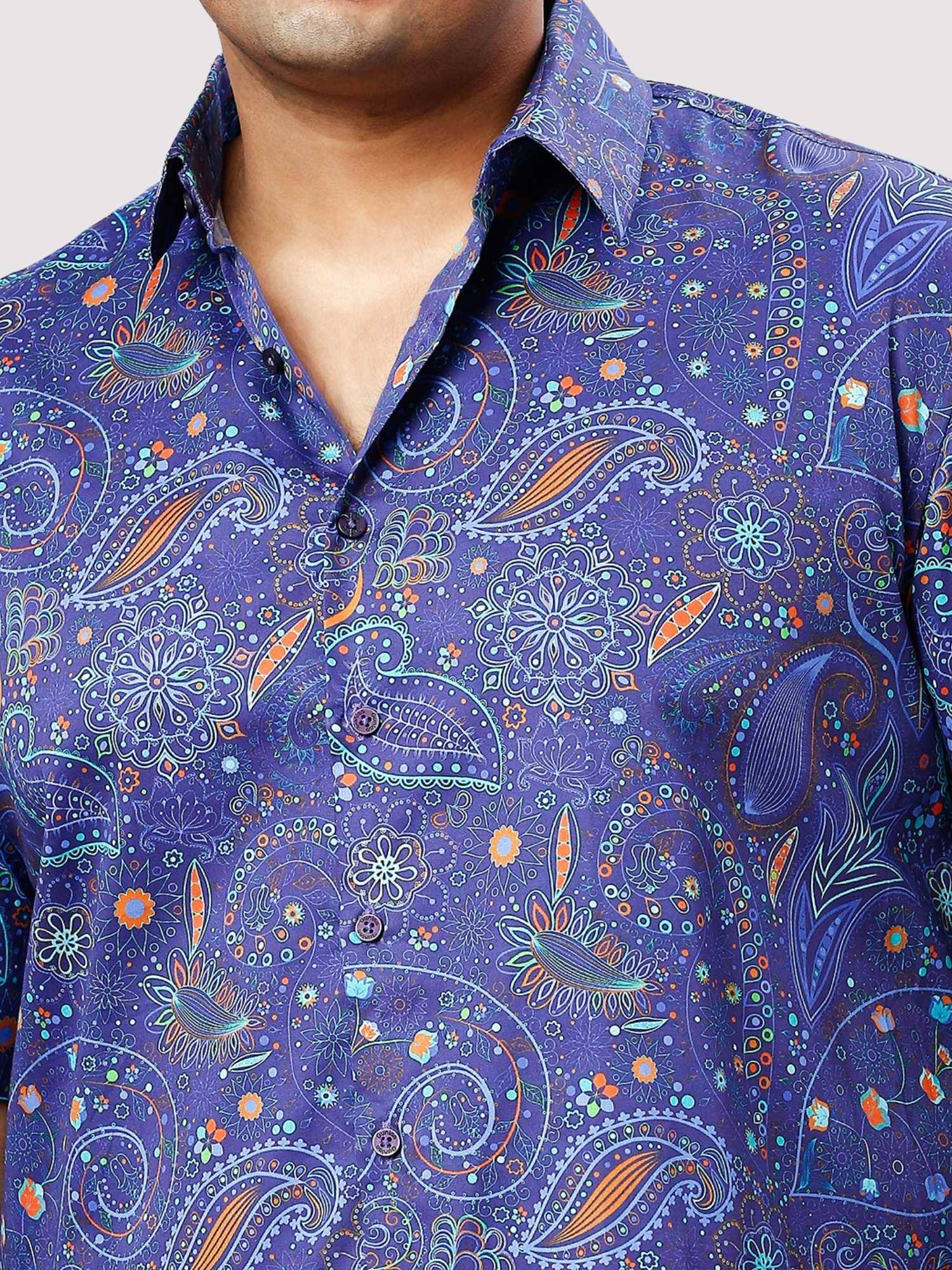 Marble Purple Digital Printed Half Sleeve Shirt Men's Plus Size