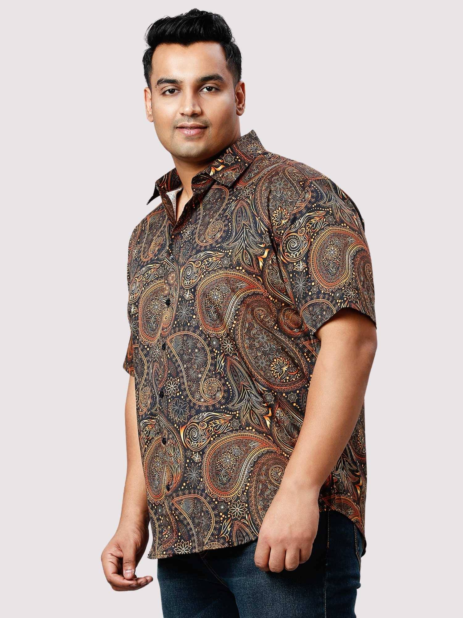 Old Copper Digital Printed Half Sleeve Shirt Men's Plus Size