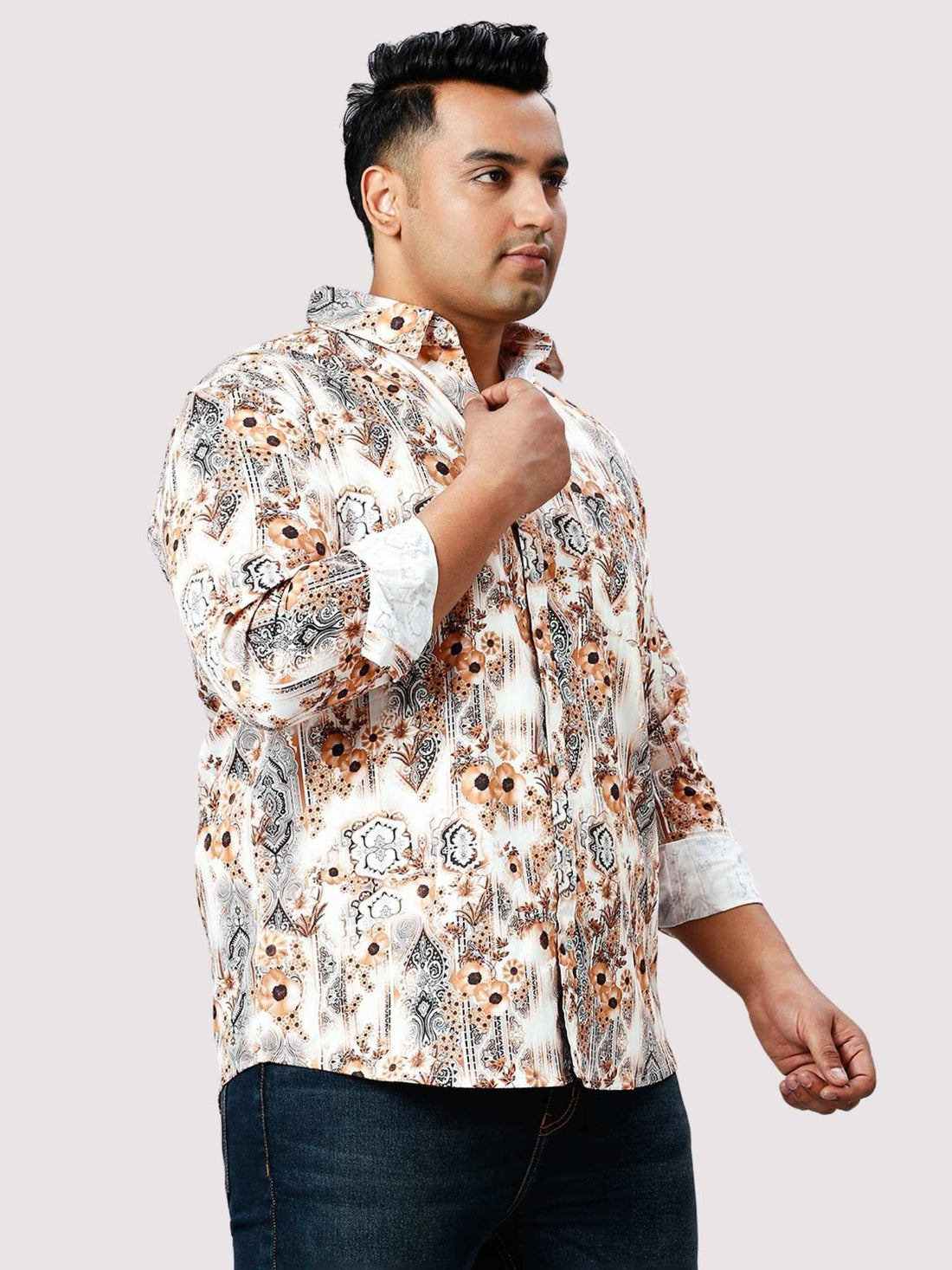 Men's Full Size Printed Short Sleeve Shirt Plus Size