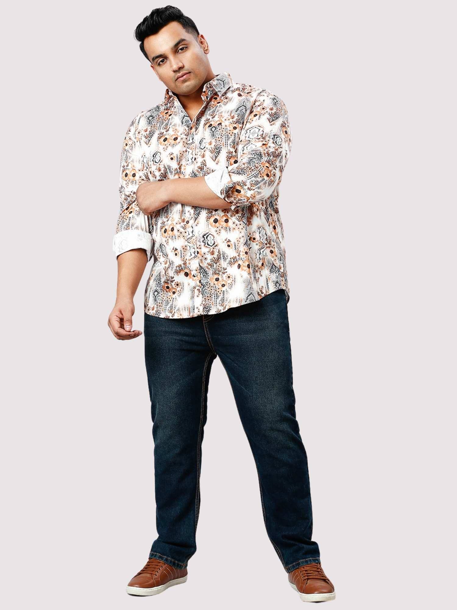 French Beige Digital Printed Full Sleeve Shirt